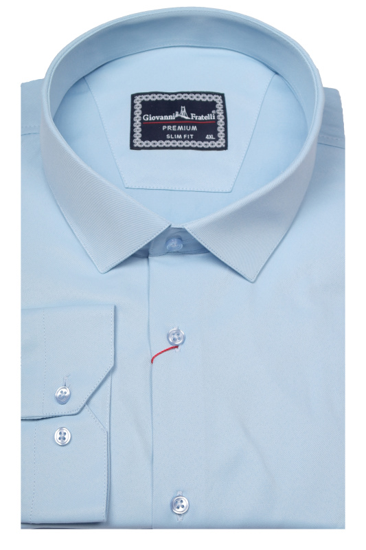 Фото товара Сорочка голуба однотонна  GIOVANNI FRATELLI 3039-1, артикул: 3039-1 Приталені