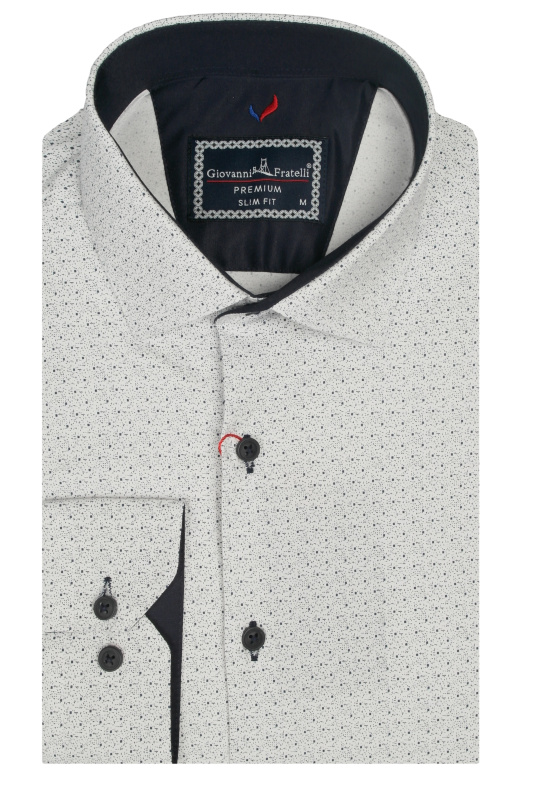 Фото товара Сорочка біла в синій малюнок GIOVANNI FRATELLI, артикул: 2123 Приталені