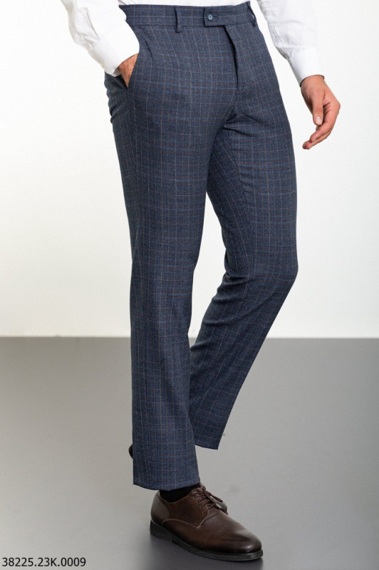 Фото товара Брюки сині в жовту та блакитну клітинку  MCR, артикул: 38225 Брюки