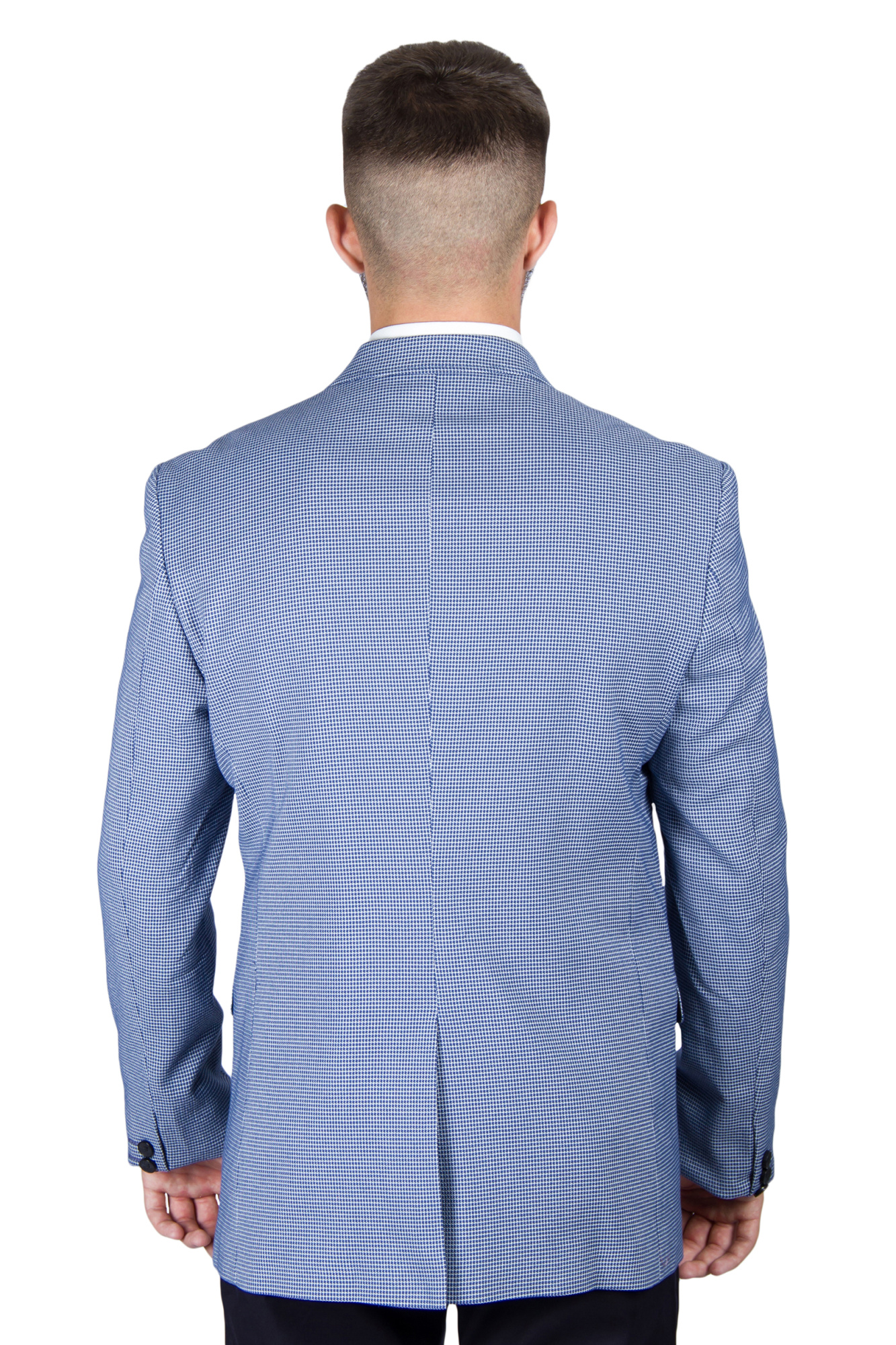 Пиджак голубой в мелкую синюю клетку TONY CASSANO