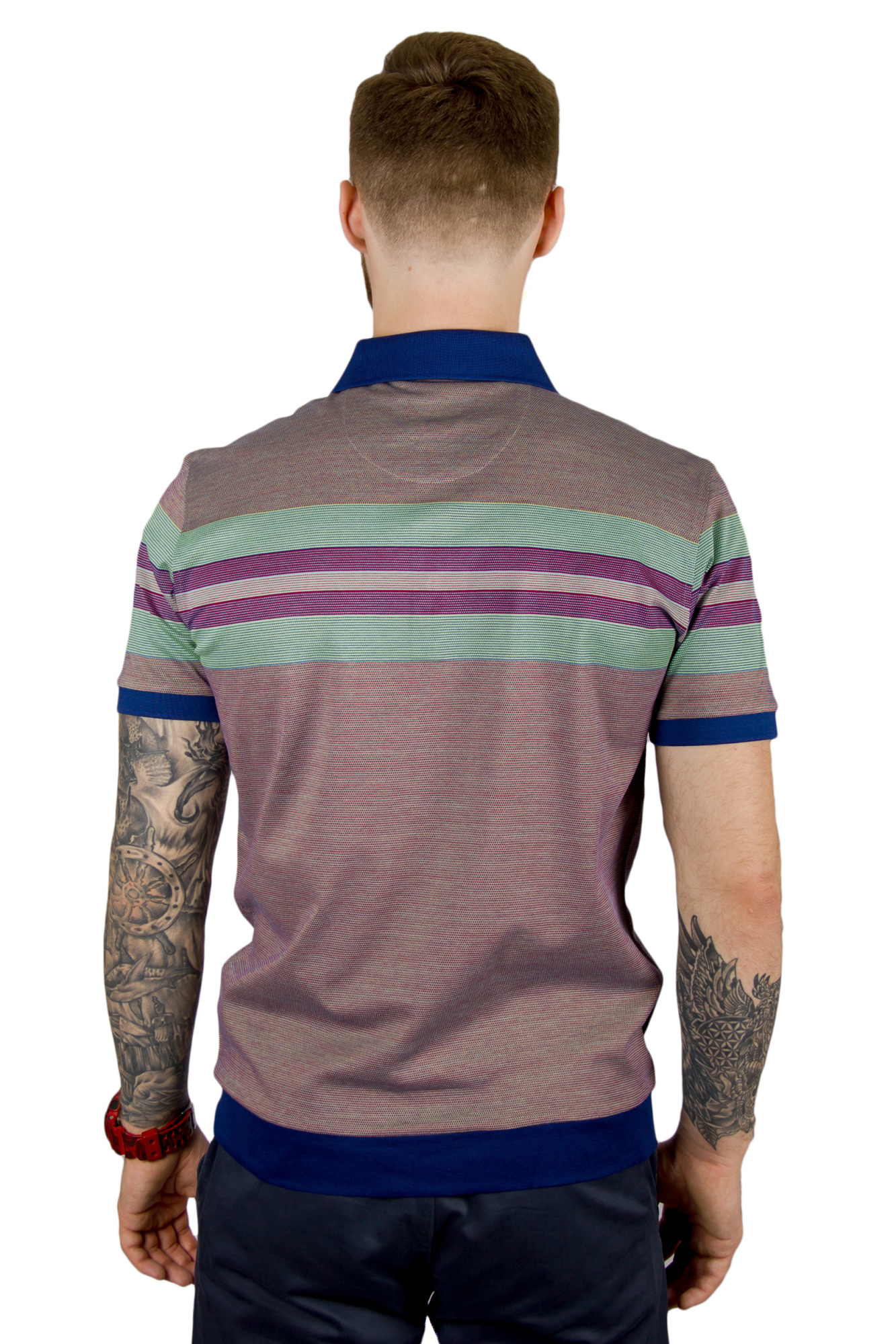 Футболка-поло синяя с зелёным WHITE HOUSE