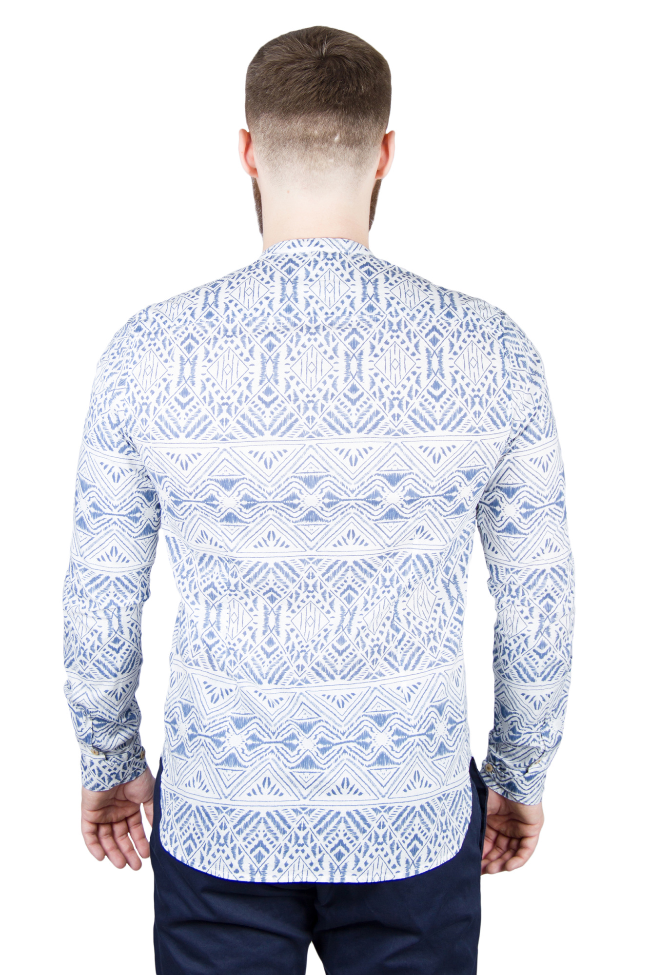 Рубашка белая в синий рисунок BICOLORE