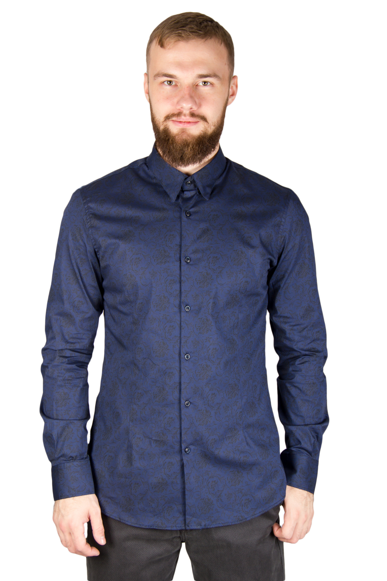 Рубашка синяя в узор PRIMO EMPORIO