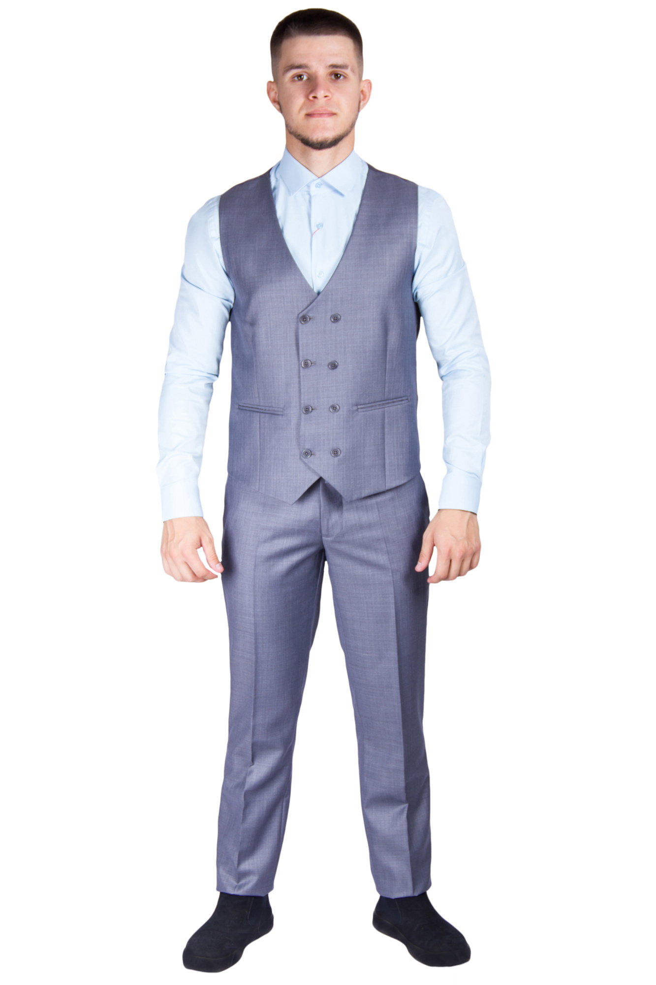 Костюм тройка серый однотонный CARDOZO