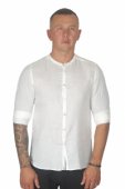 Фото Рубашка белая льняная BICOLORE артикул: 3761-1 Приталені
