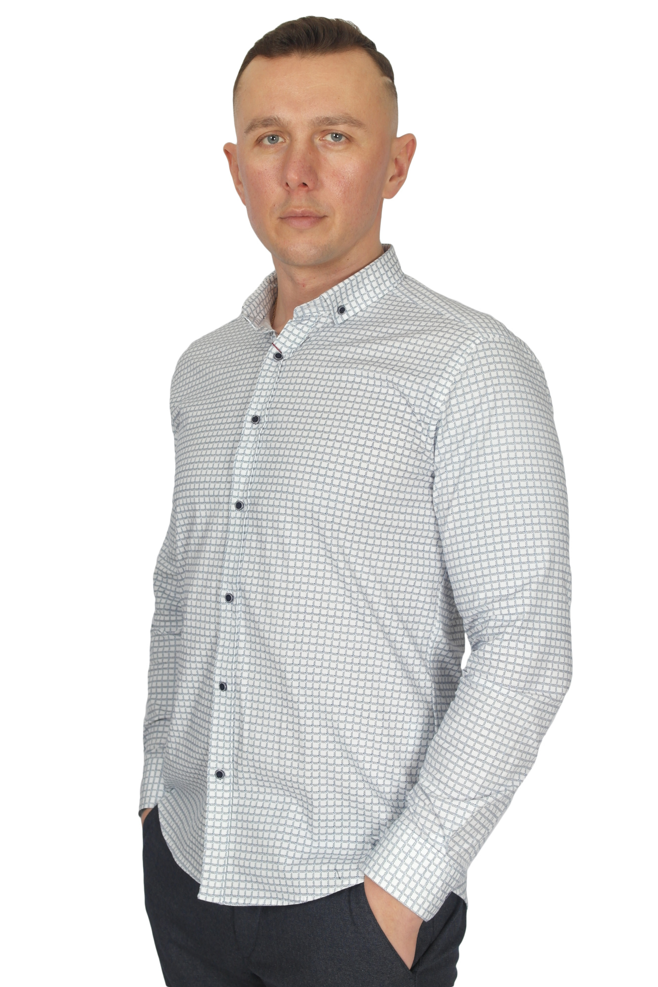 Сорочка біла в синю клітинку і MCR