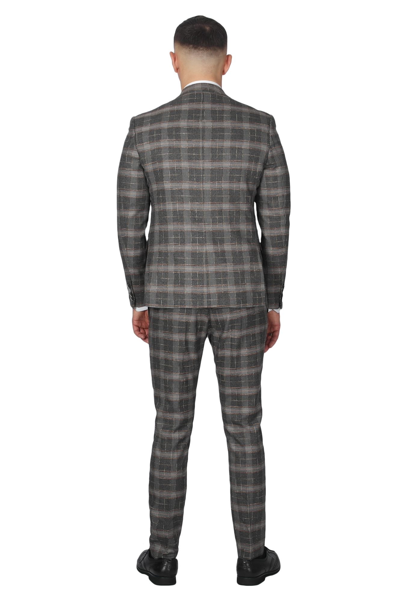 Костюм тройка серо-коричневый в клетку  MCR