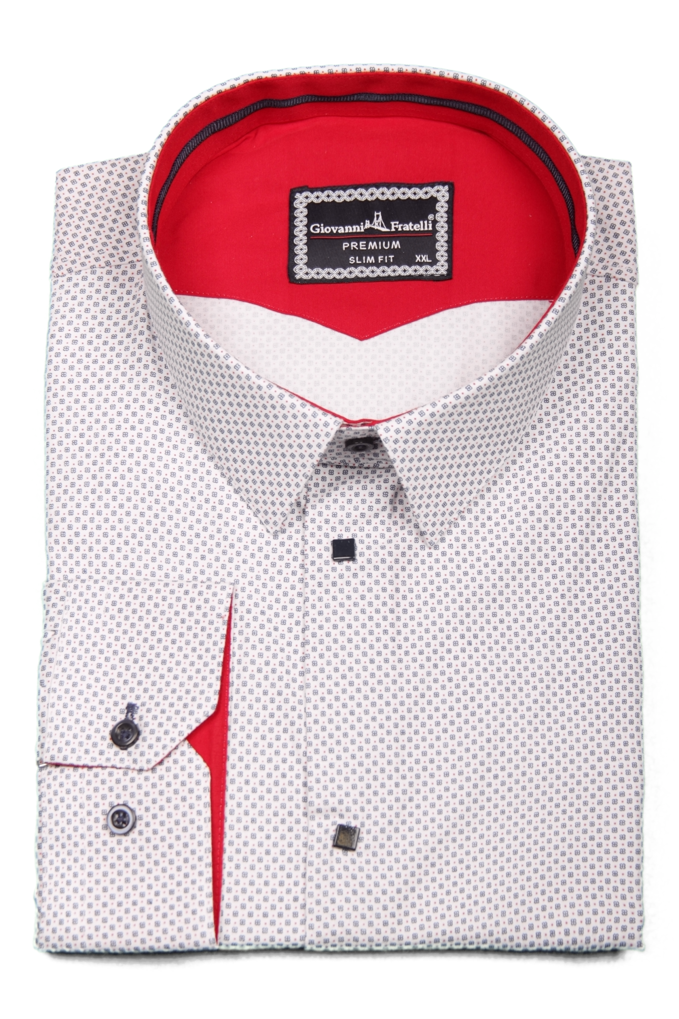 Рубашка белая в синий рисунок на кнопках  Giovanni Fratelli