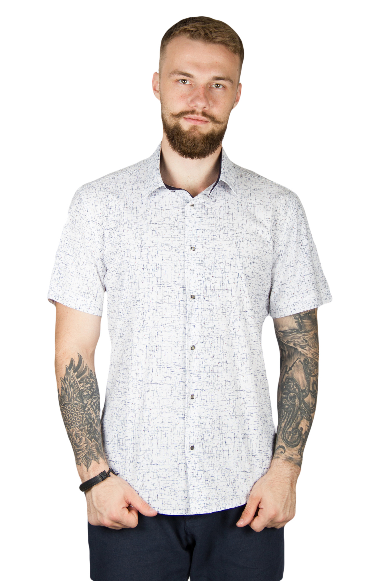 Рубашка с коротким рукавом белая в рисунок Giovanni Fratelli