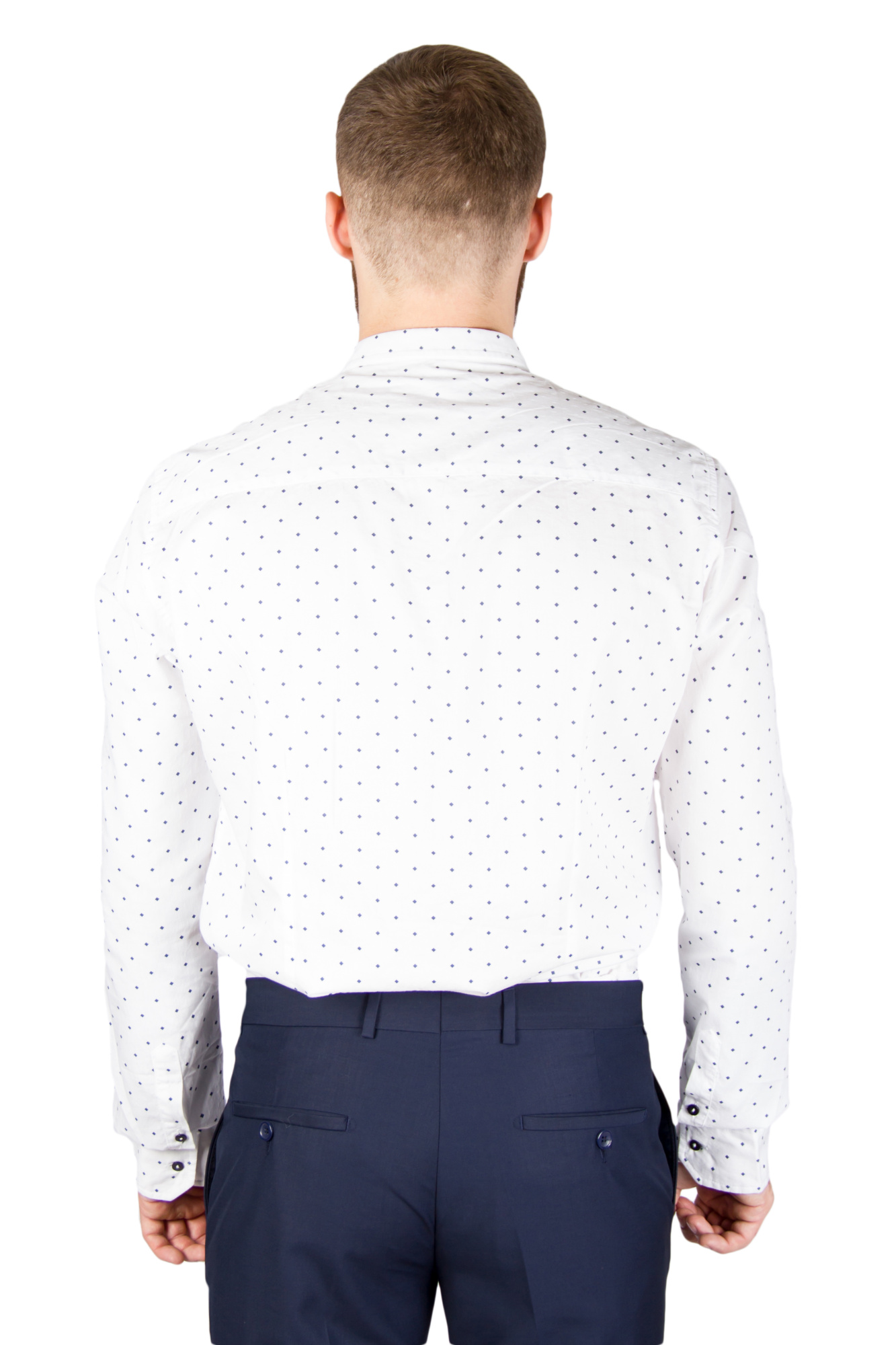 Рубашка белая в синий ромбик ALTATENSIONE