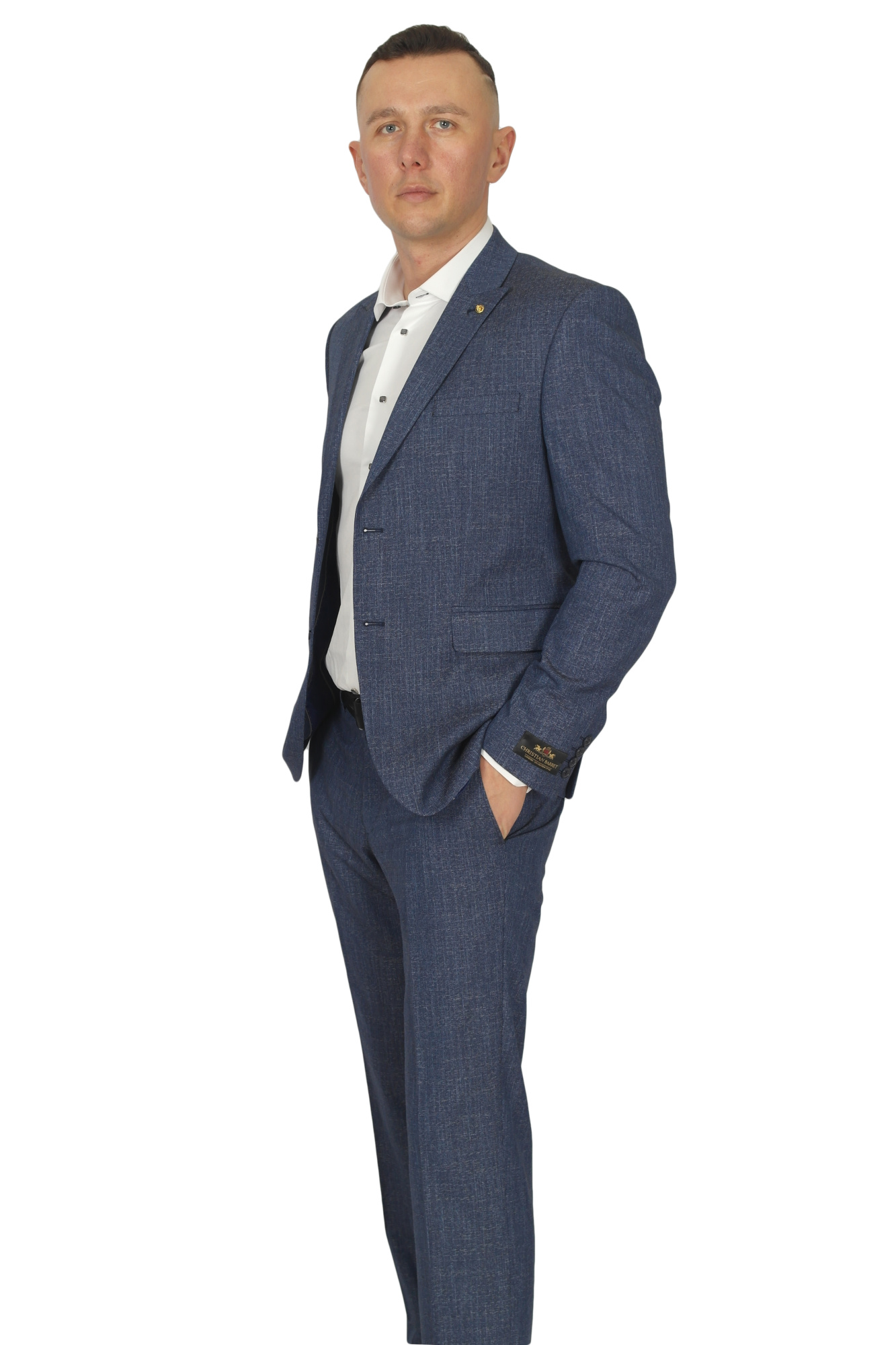 Костюм блакитний текстурна тканина CHRISTIAN BARRET
