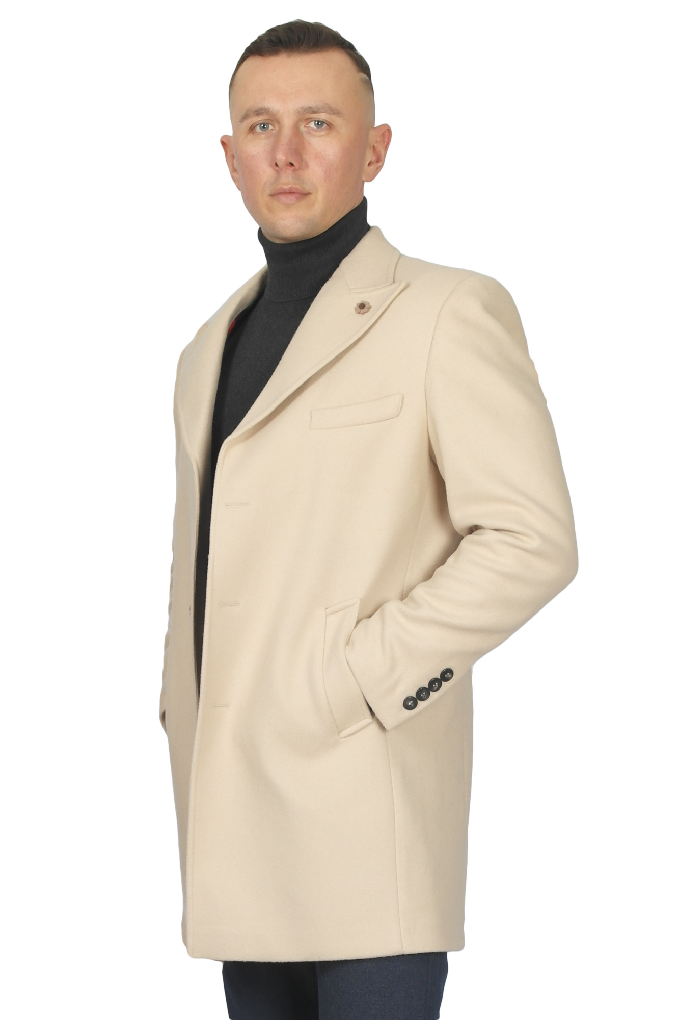 Пальто світло-бежеве однотонне MCR