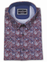 Фото Рубашка c коротким рукавом бордовая в синий узор Giovanni Fratelli артикул: 1306 Приталений крій