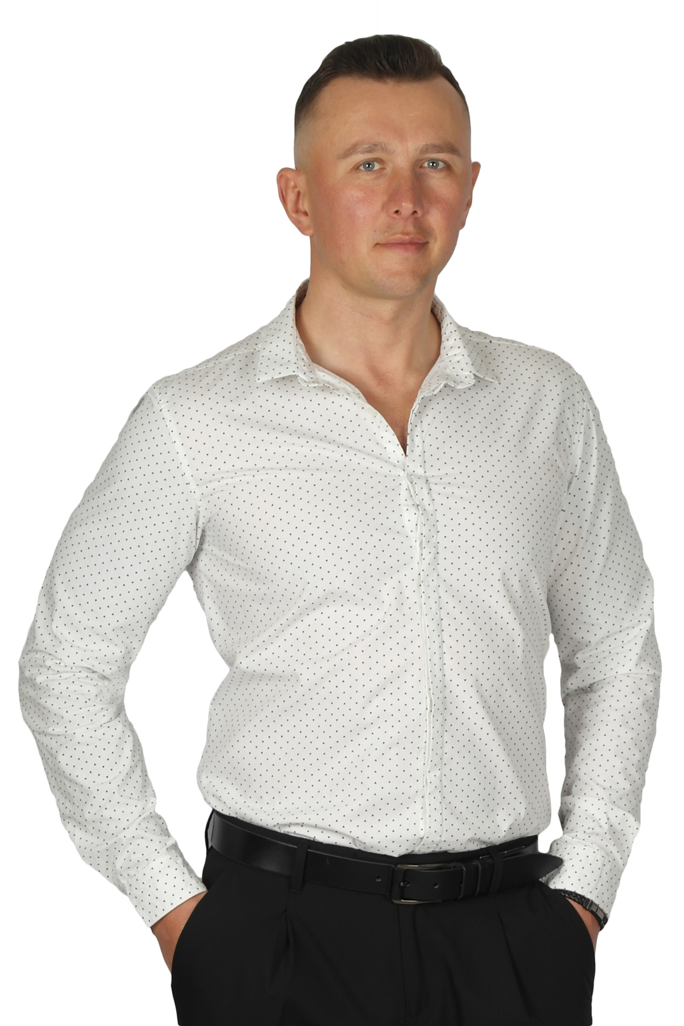 Рубашка белая в чёрный рисунок BICOLORE