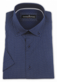 Фото Рубашка с коротким рукавом тёмно-синяя Giovanni Fratelli артикул: 4041-2 Приталений крій