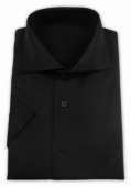 Фото Рубашка с коротким рукавом черная Garderobe артикул: 261049 Приталений крій