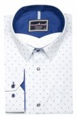 Фото Рубашка белая в голубой узор GIOVANNI FRATELLI артикул: 1446 Приталені