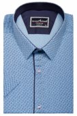 Фото Рубашка с коротким рукавом голубая в узор GIOVANNI FRATELLI артикул: 1408-11 Приталений крій