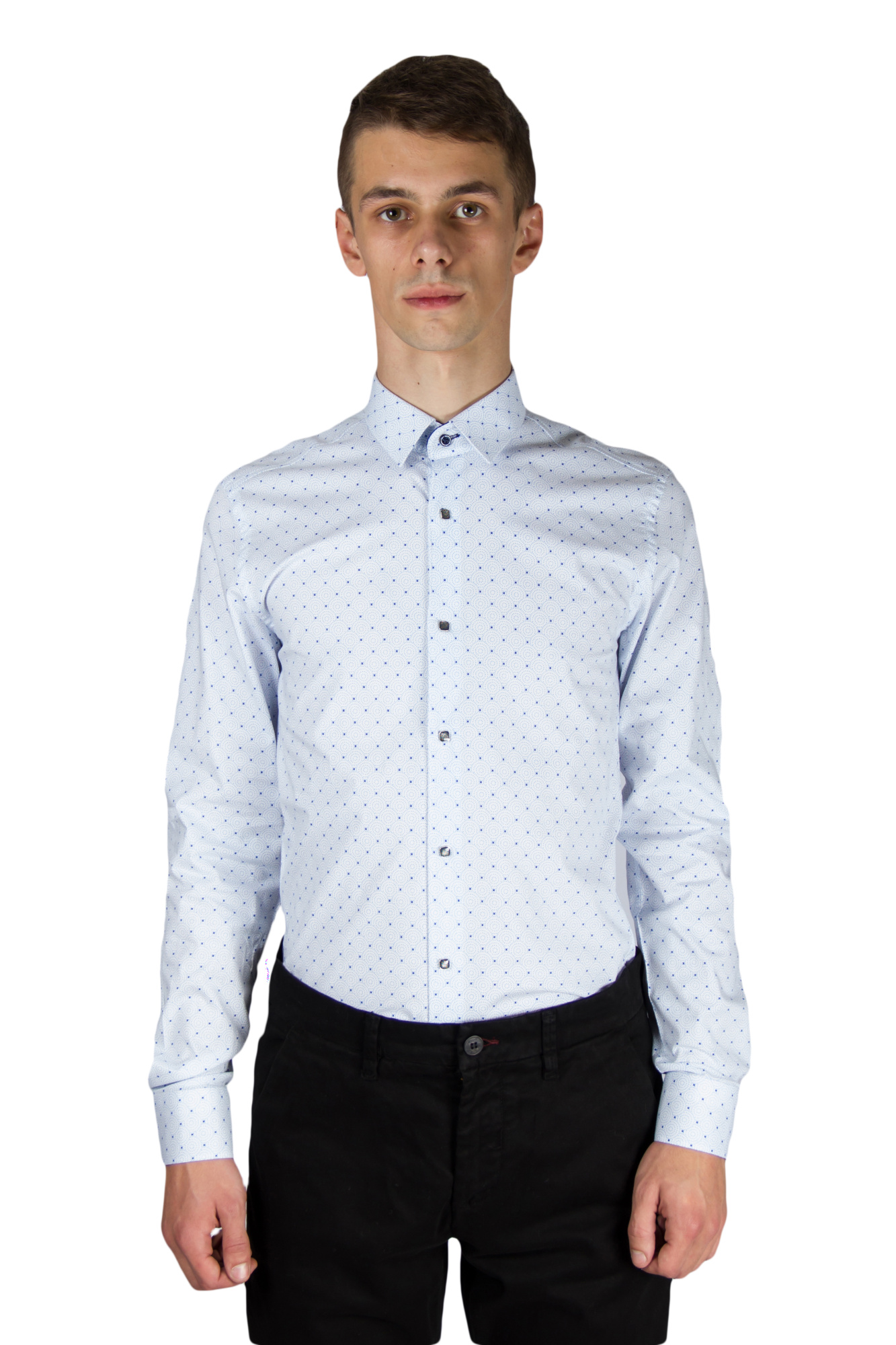 Рубашка белая в голубой узор GIOVANNI FRATELLI 1