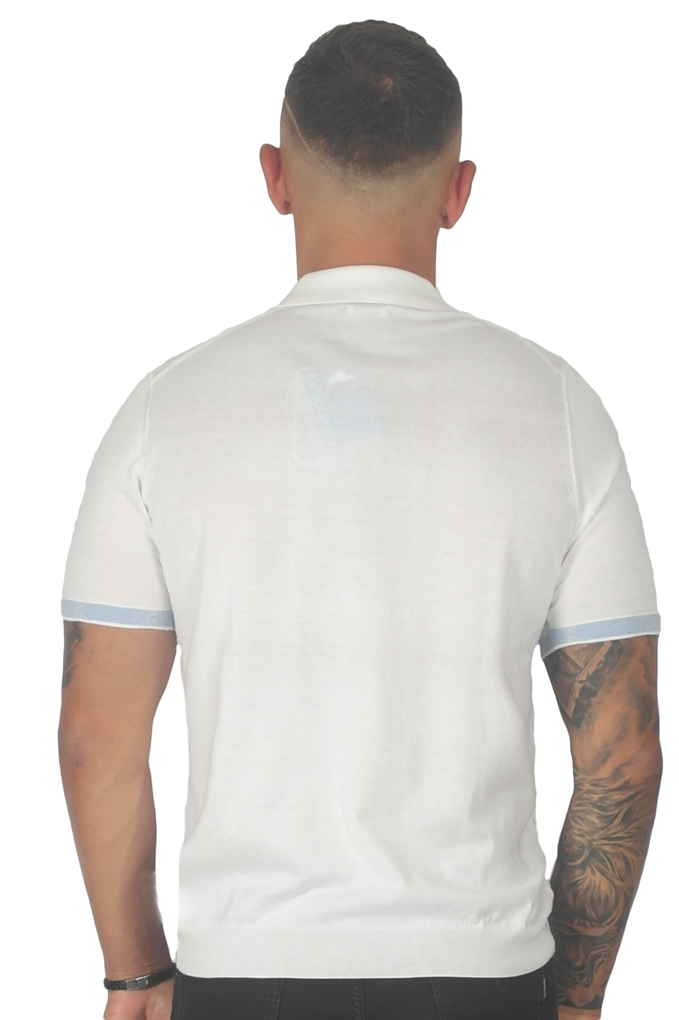 Футболка-поло белая тканевый узор  ENRICO CERINI