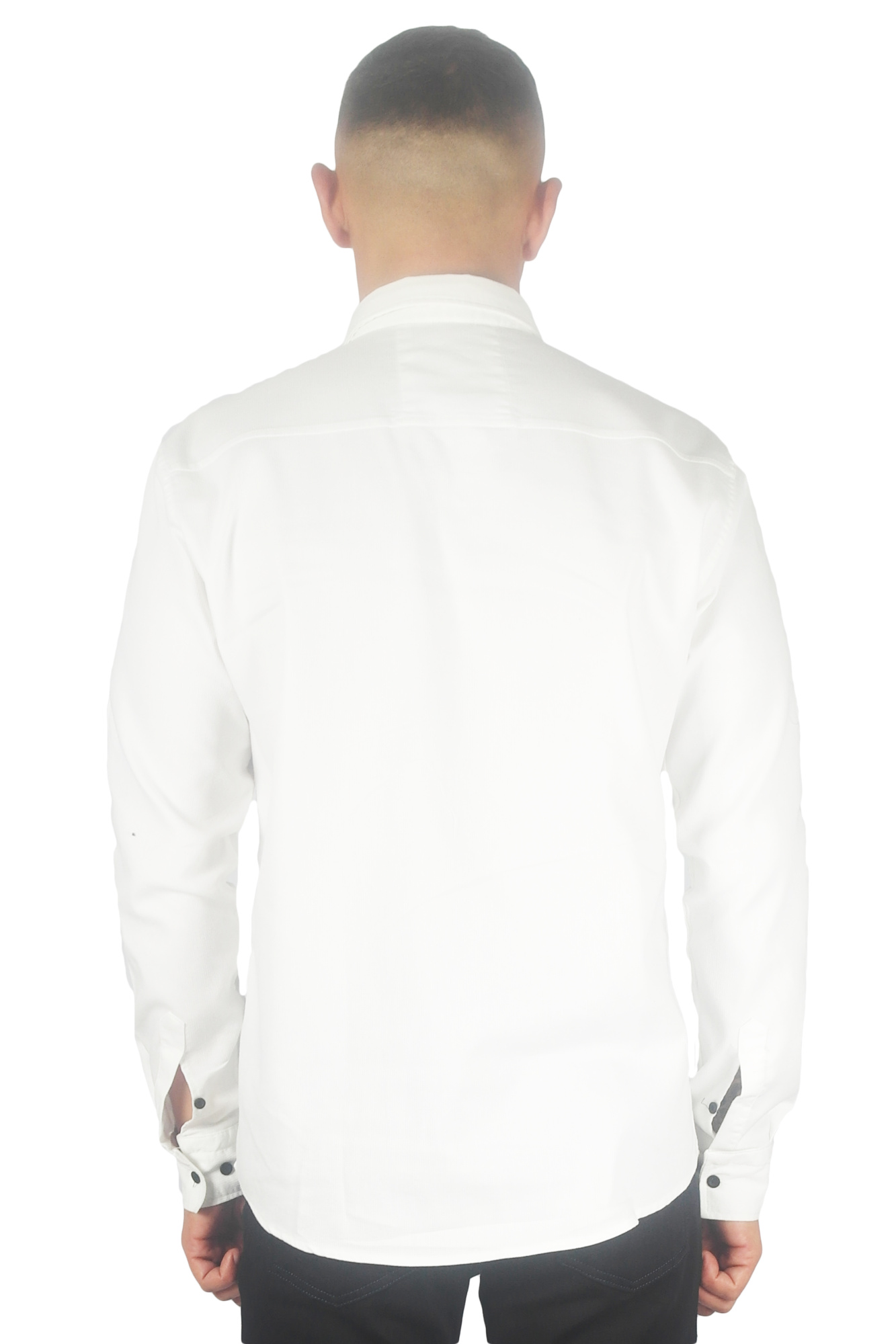 Рубашка котоновая белая в рубчик ROYMEN