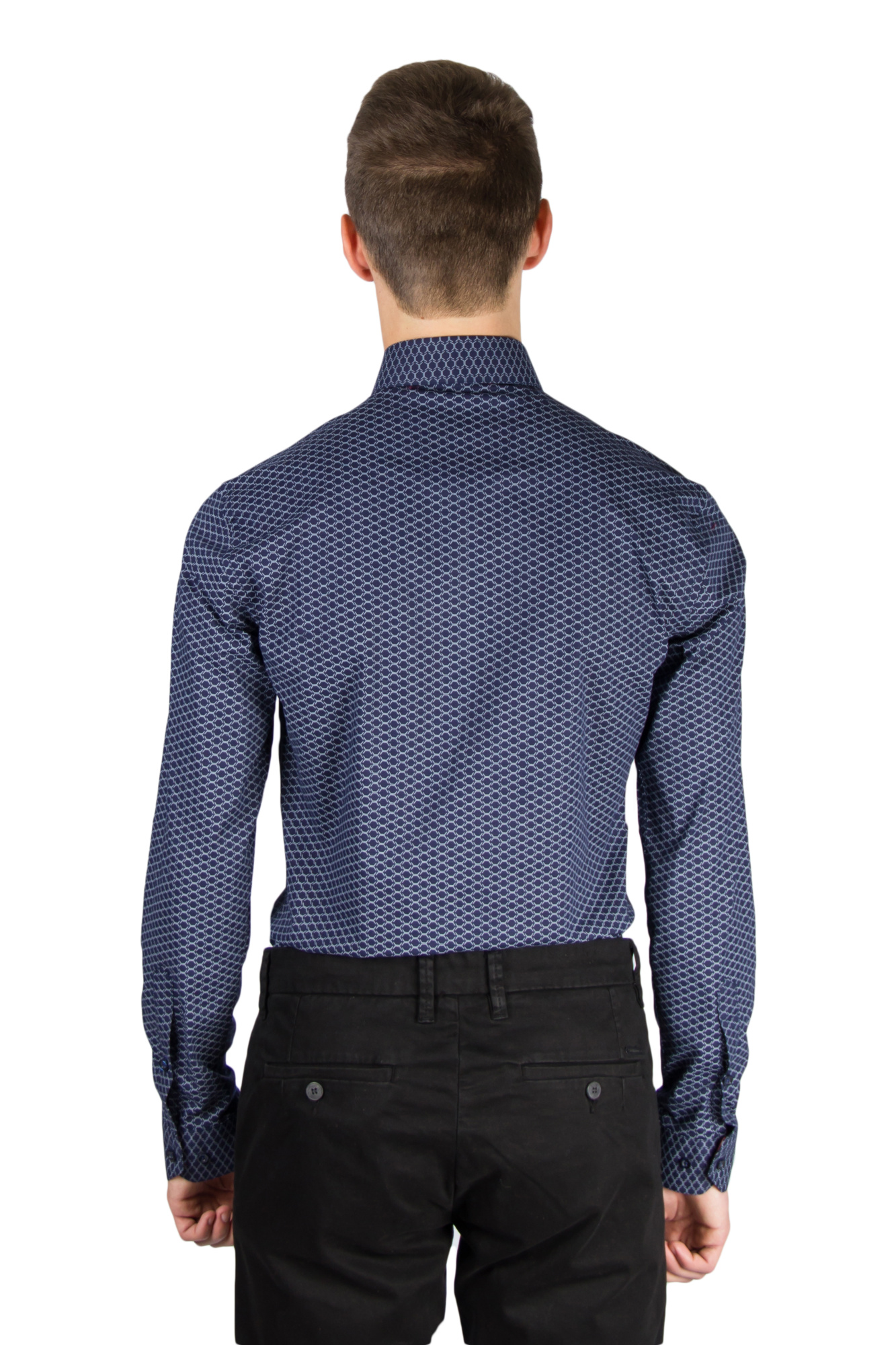 Рубашка тёмно-синяя в рисунок GIOVANNI FRATELLI