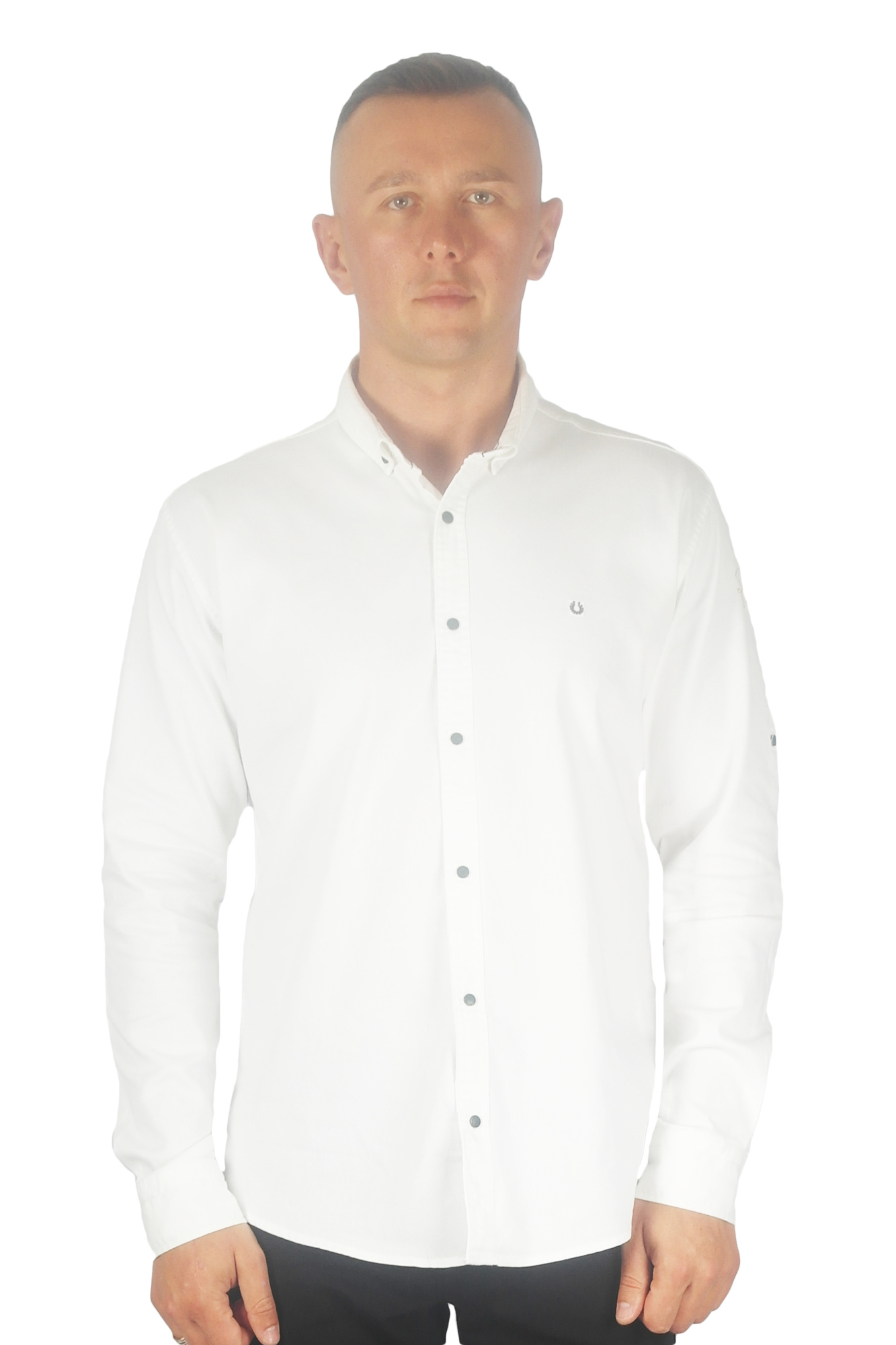 Рубашка котоновая белая в рубчик ROYMEN