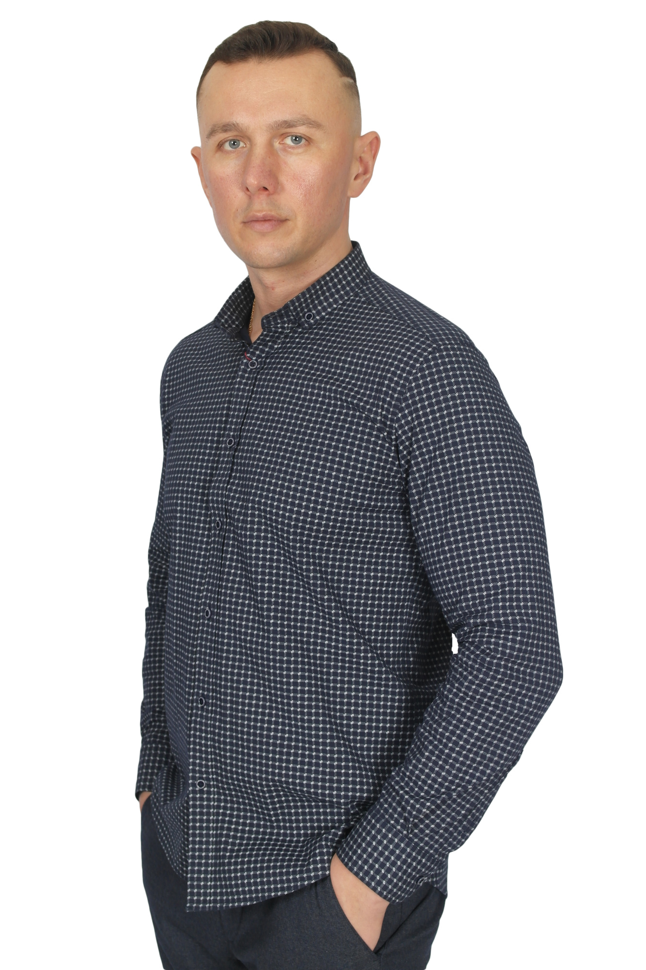 Сорочка темно-синя в клітинку MCR