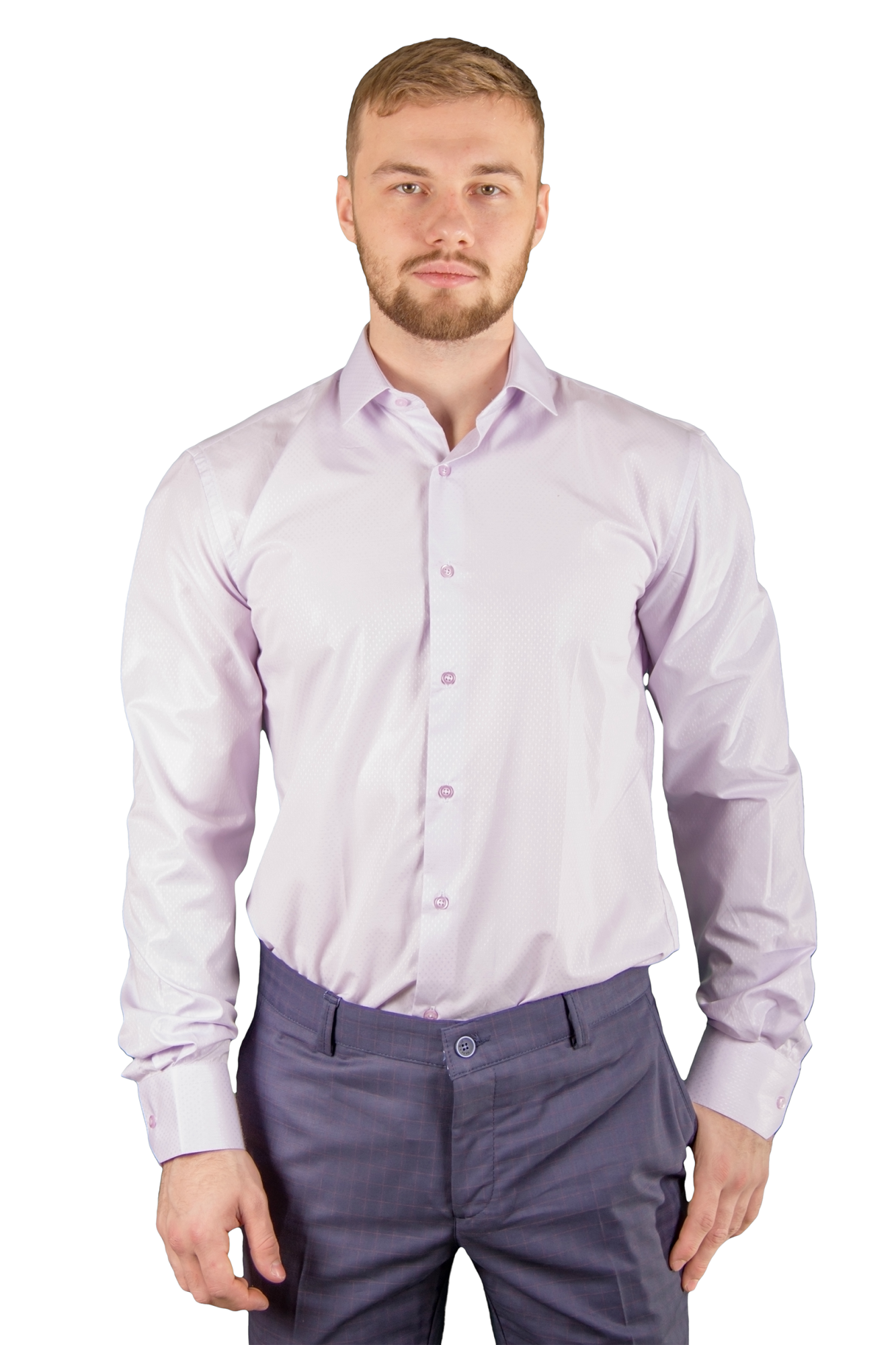 Рубашка сиреневая тканевый узор Giovanni Fratelli