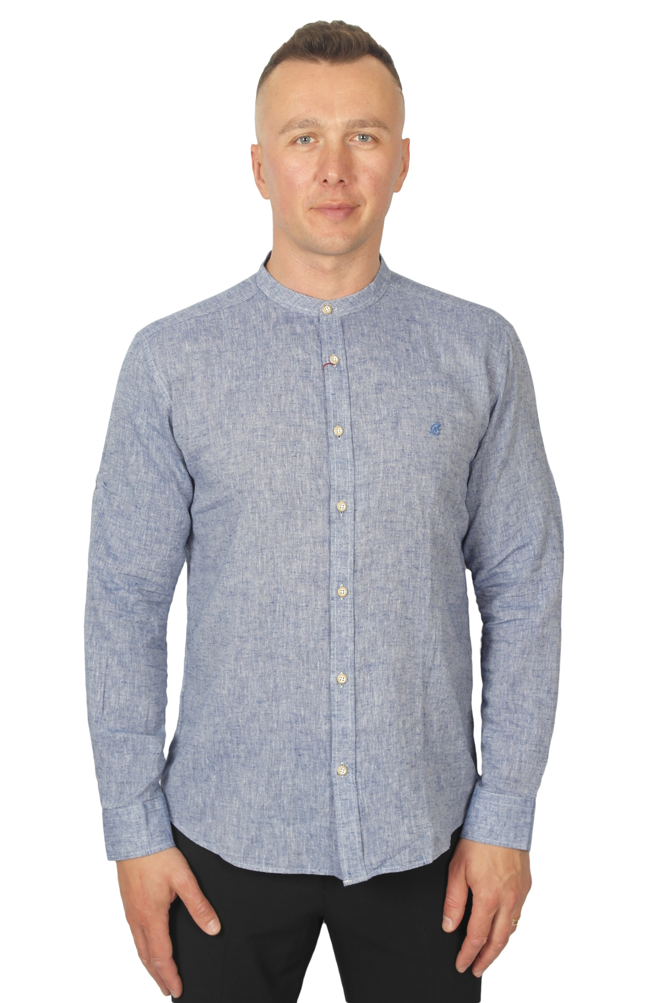 Сорочка джинсовий колір  лляна MCR