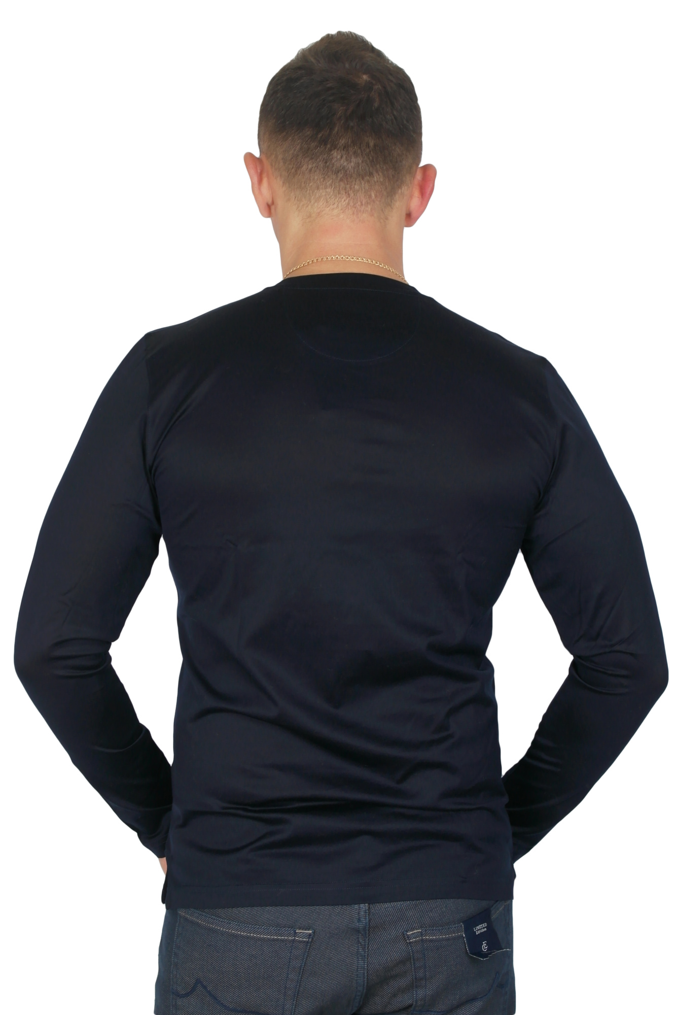 Футболка з довгим рукавом темно-синя ENRICO CERINI