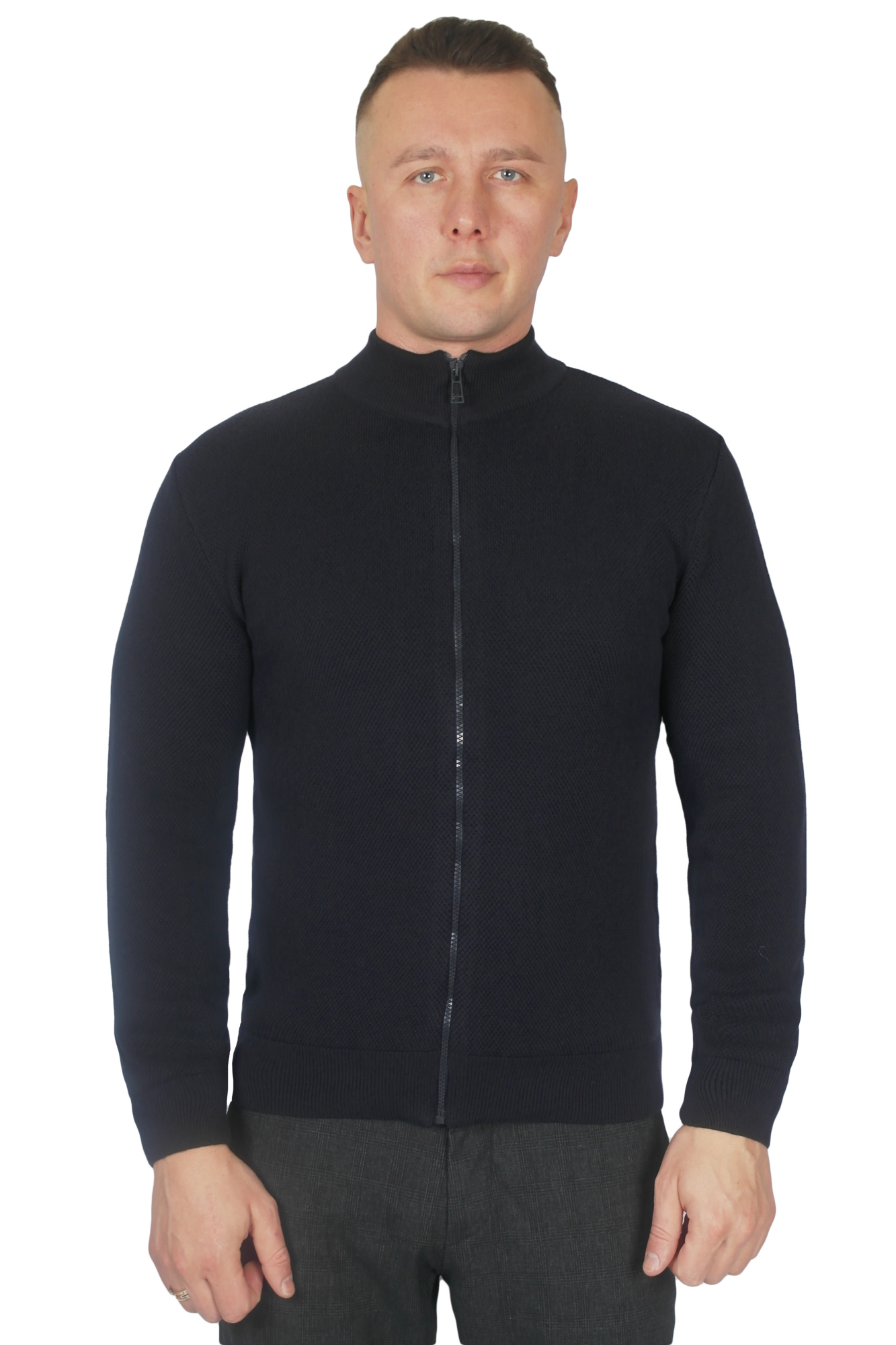 Светр темно-синій на блискавці MCR