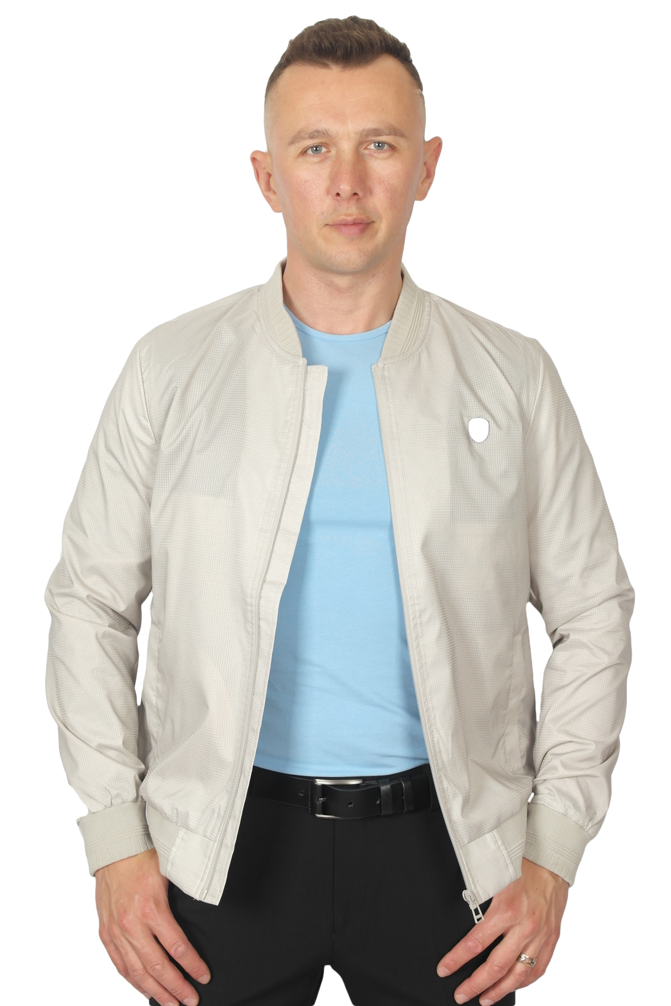 Куртка бомбер світло-бежева тканинний візерунок MCR