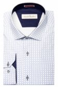 Фото Рубашка белая в голубой узор классическая Giovanni Fratelli артикул: 8036 Класичні 
