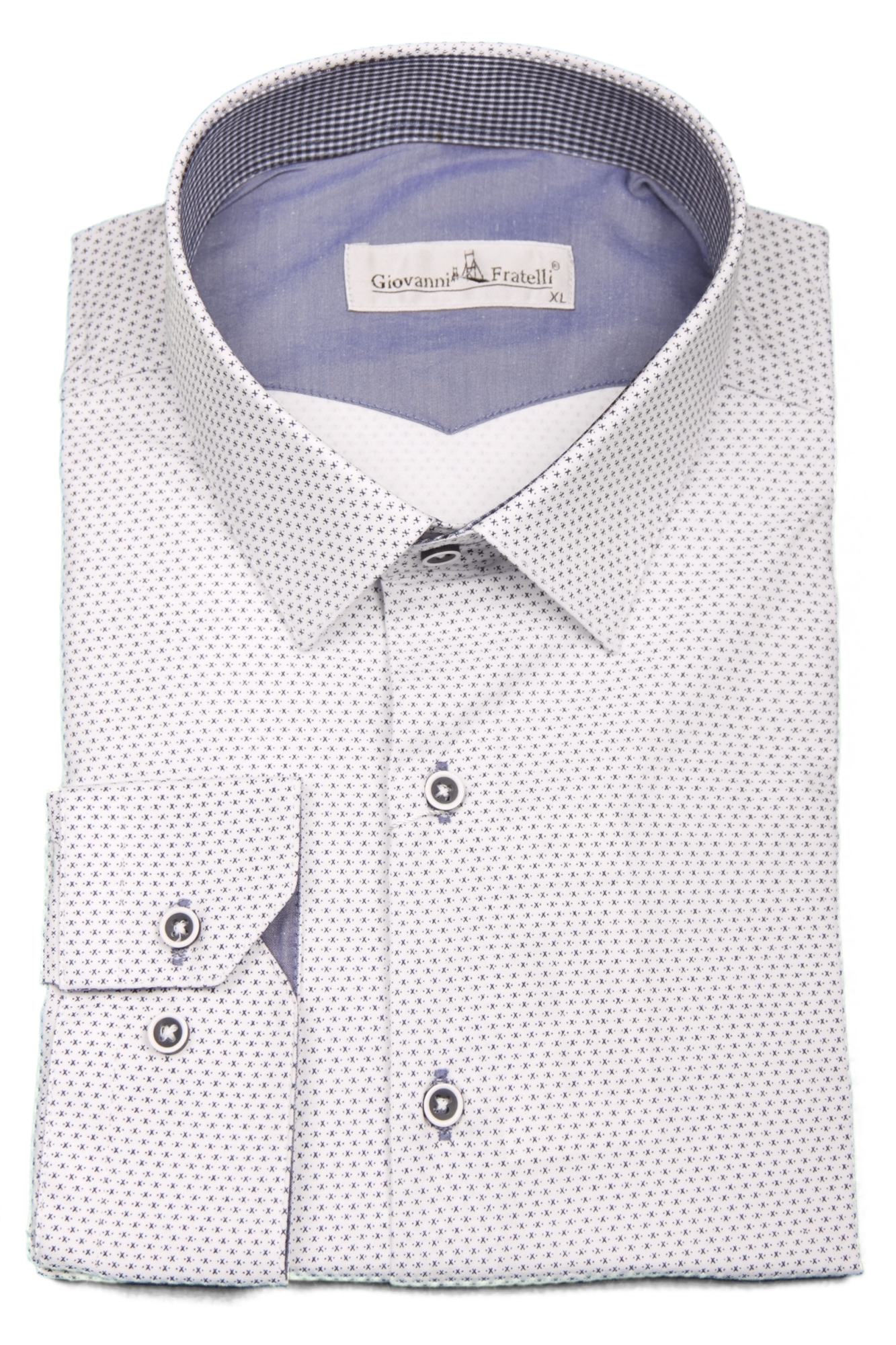 Рубашка белая в синий узор Giovanni Fratelli