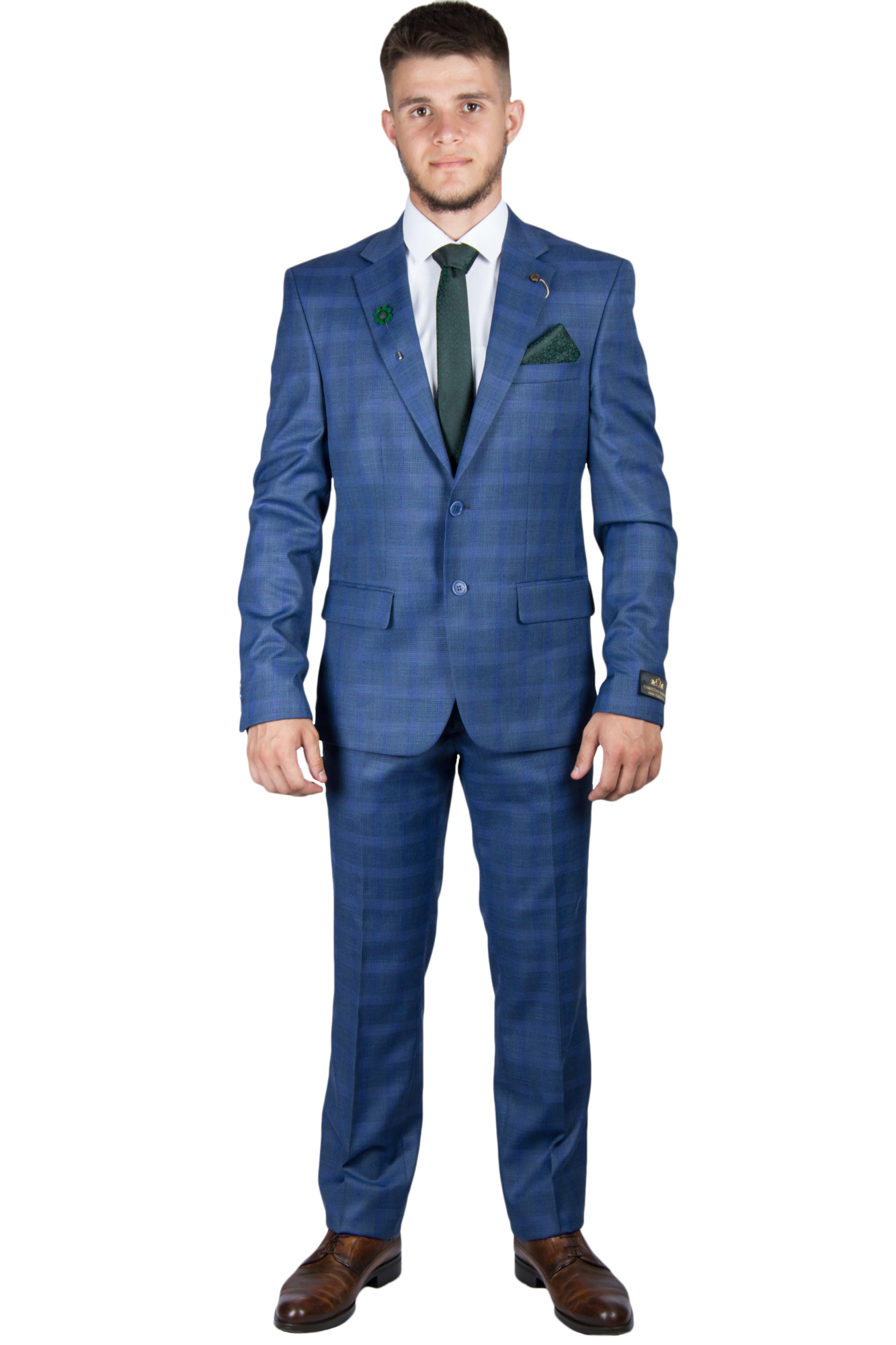 Костюм голубой в клетку  CHRISTIAN BARRET