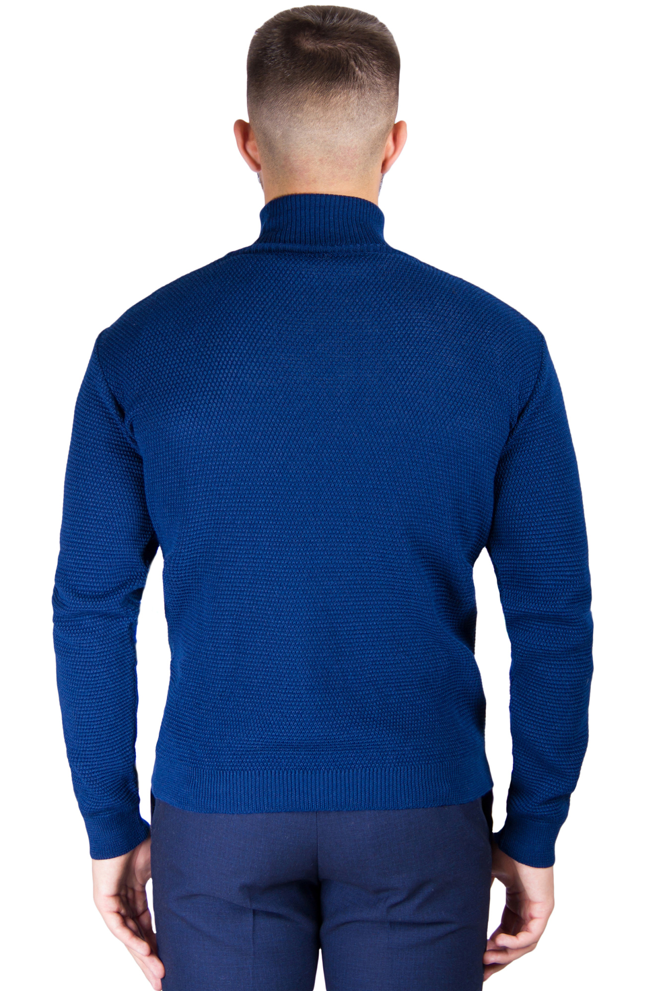 Гольф синий текстурная вязка BICOLORE