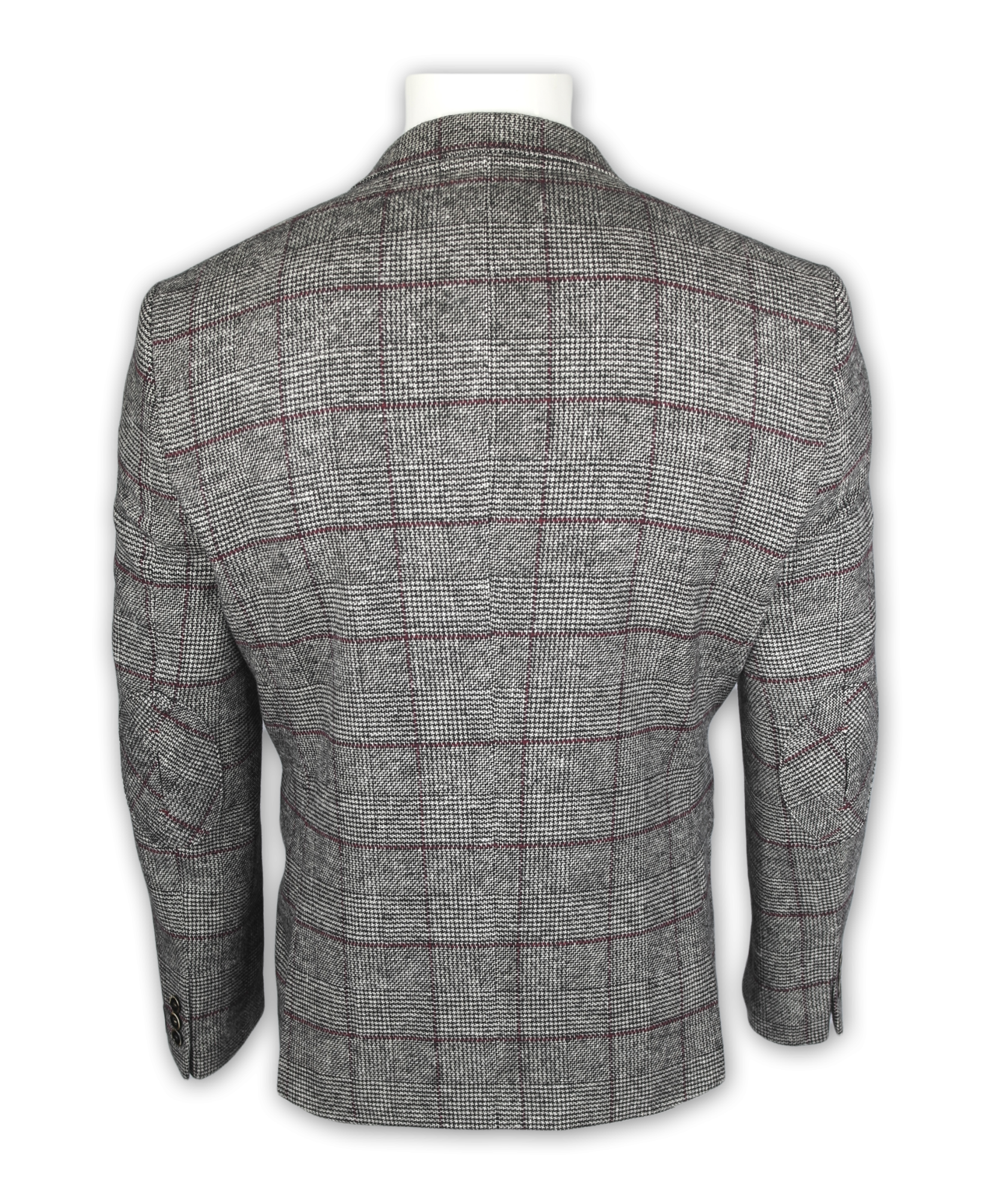 Пиджак серый в бордовую клетку OLIVER MANCINI