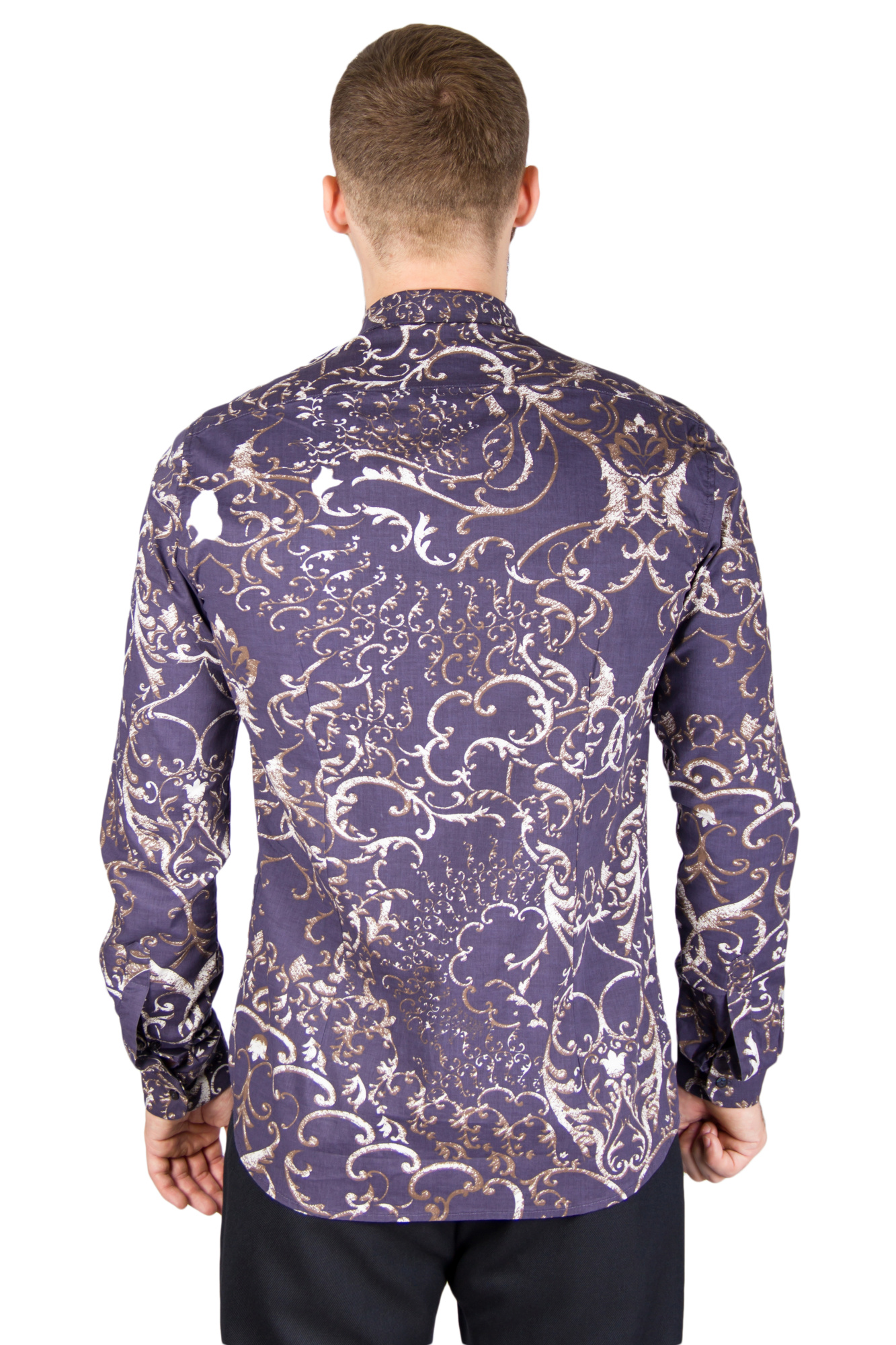 Рубашка синяя в большой узор ALTATENSIONE