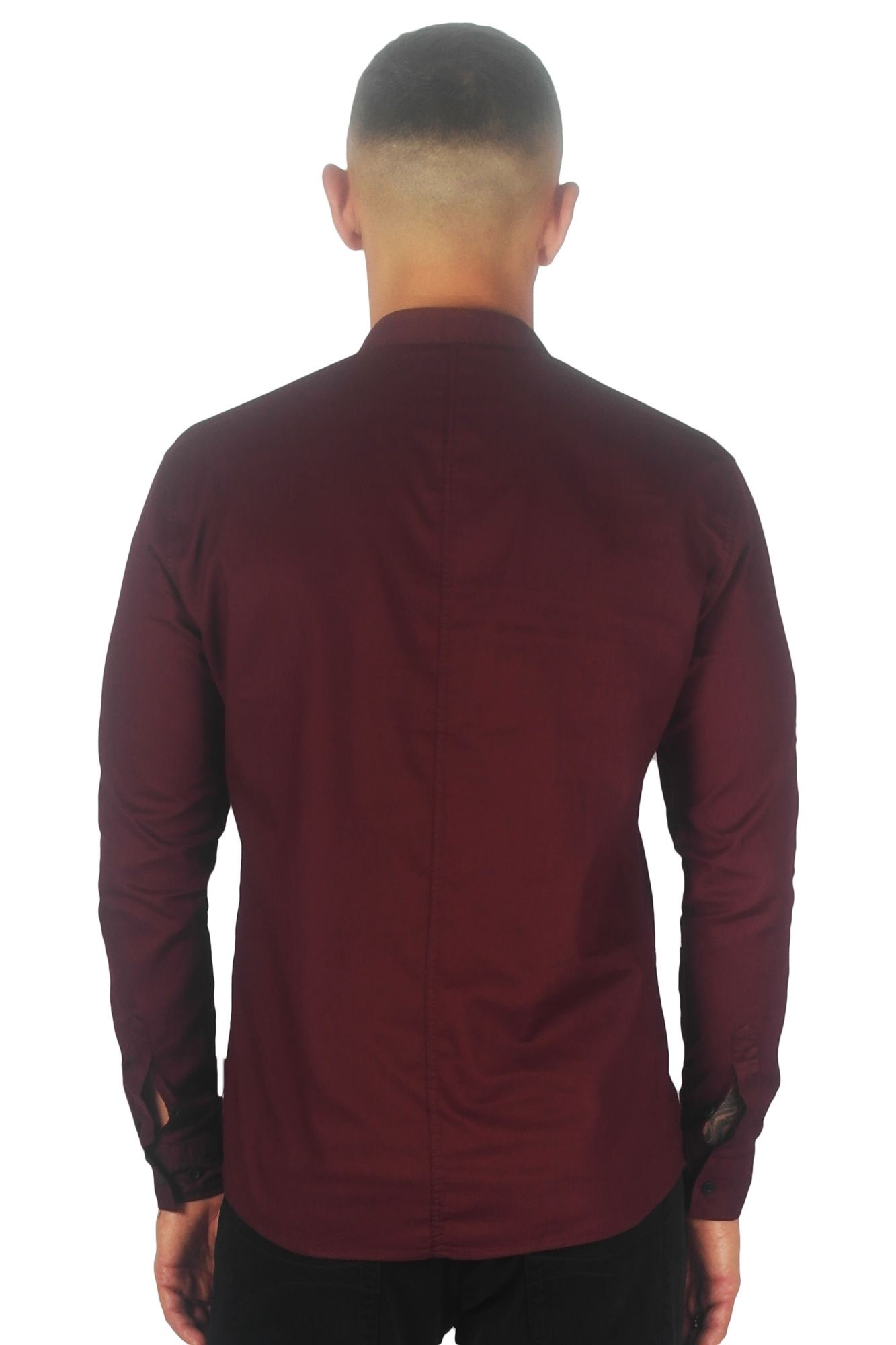 Рубашка котоновая бордовая стойка ROYMEN