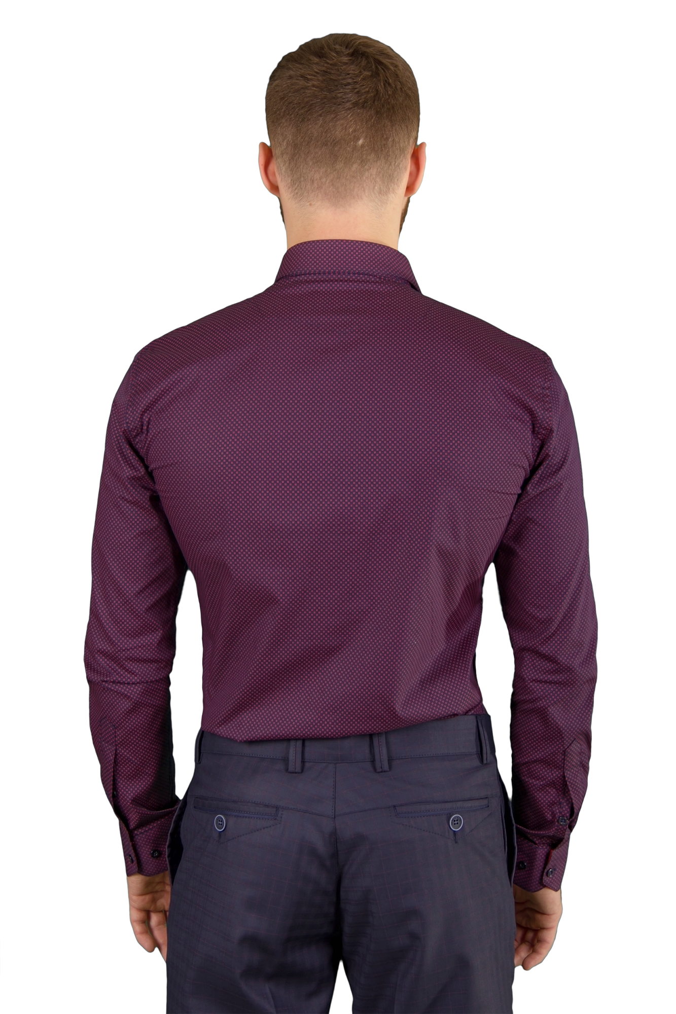 Рубашка синяя в бордовый узор на кнопках Giovanni Fratelli