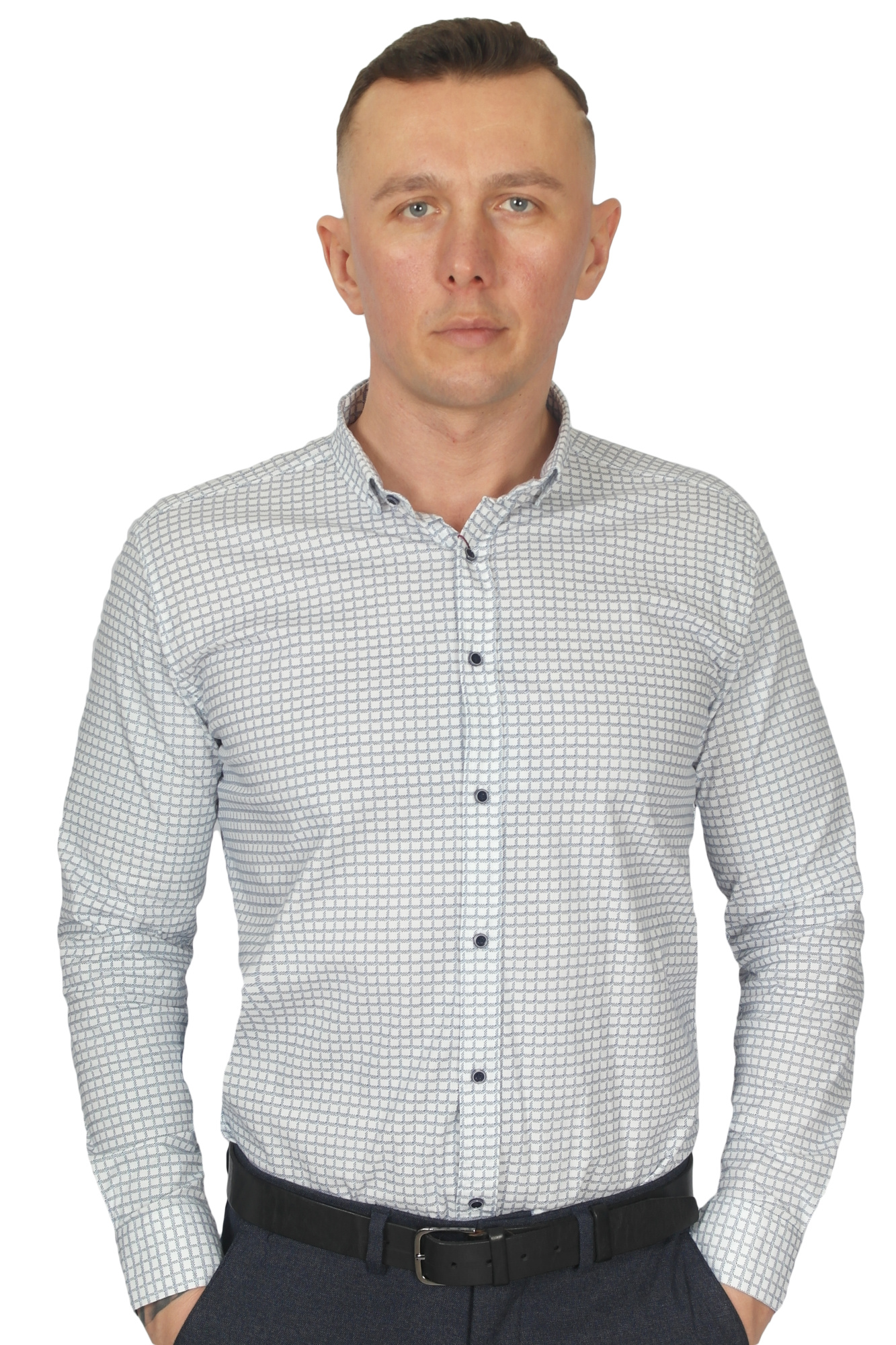 Сорочка біла в синю клітинку і MCR