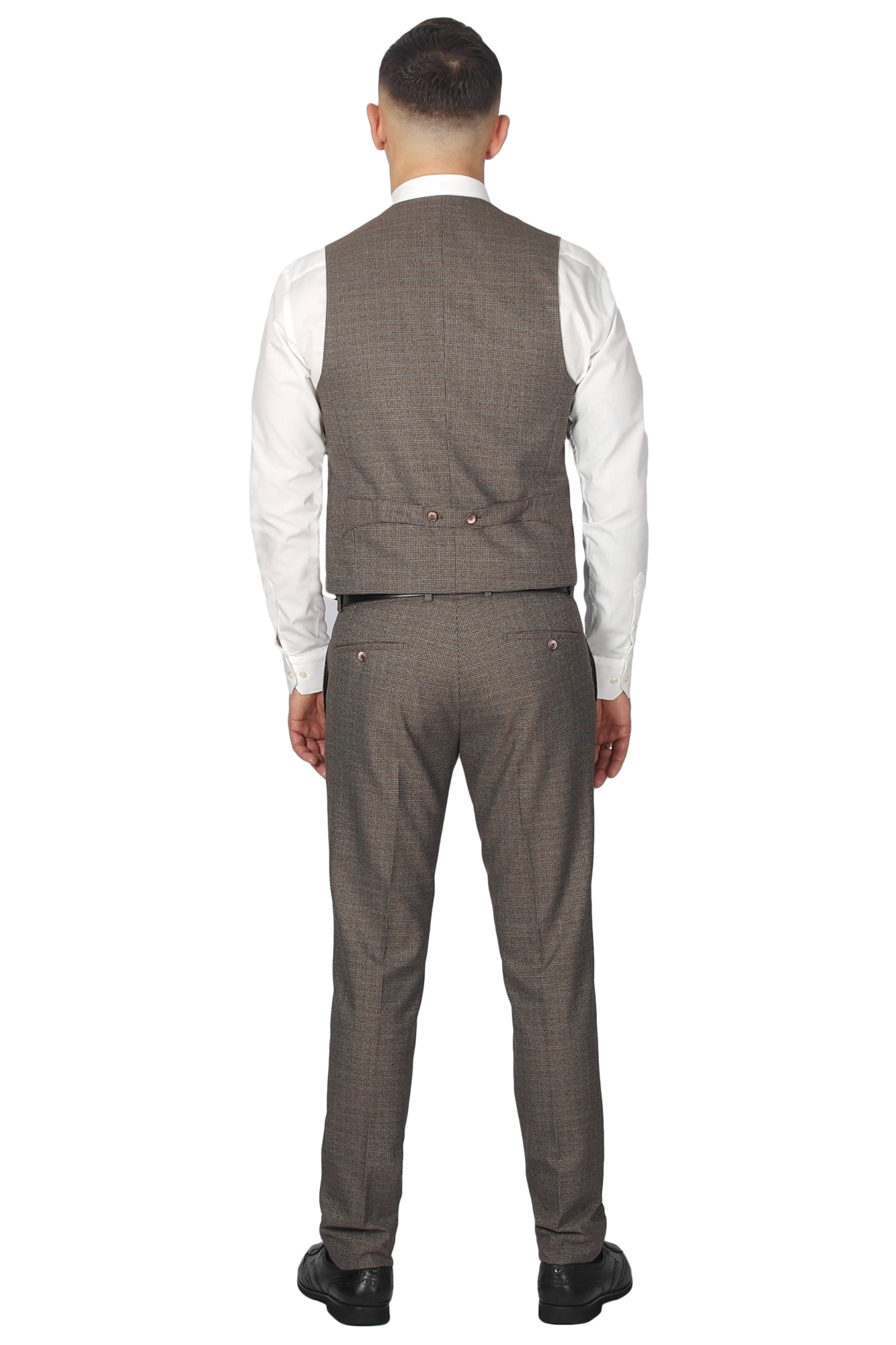 Костюм тройка коричневый в мелкую клетку MCR