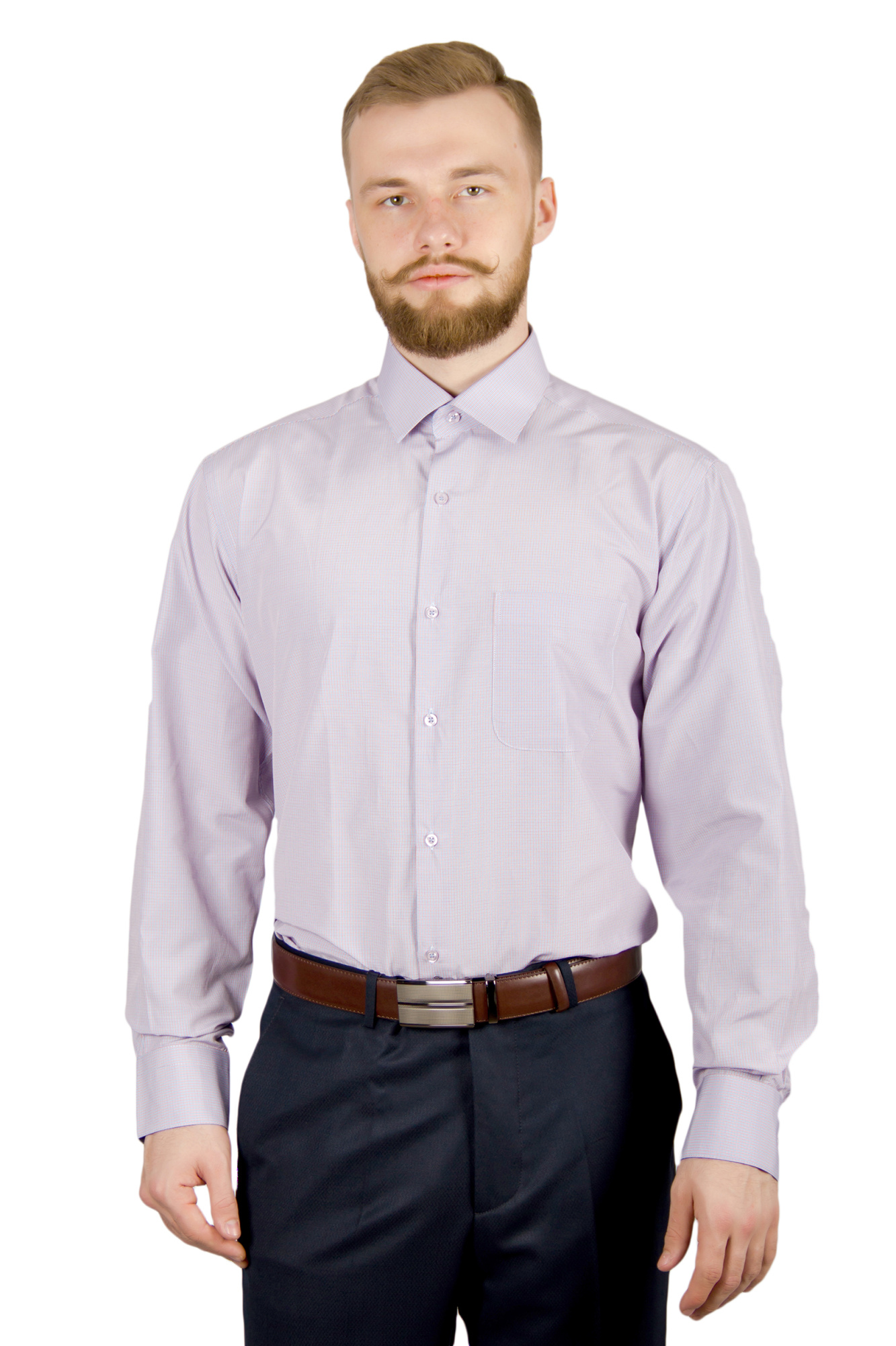 Рубашка голубая в мелкую клетку Giovanni Fratelli