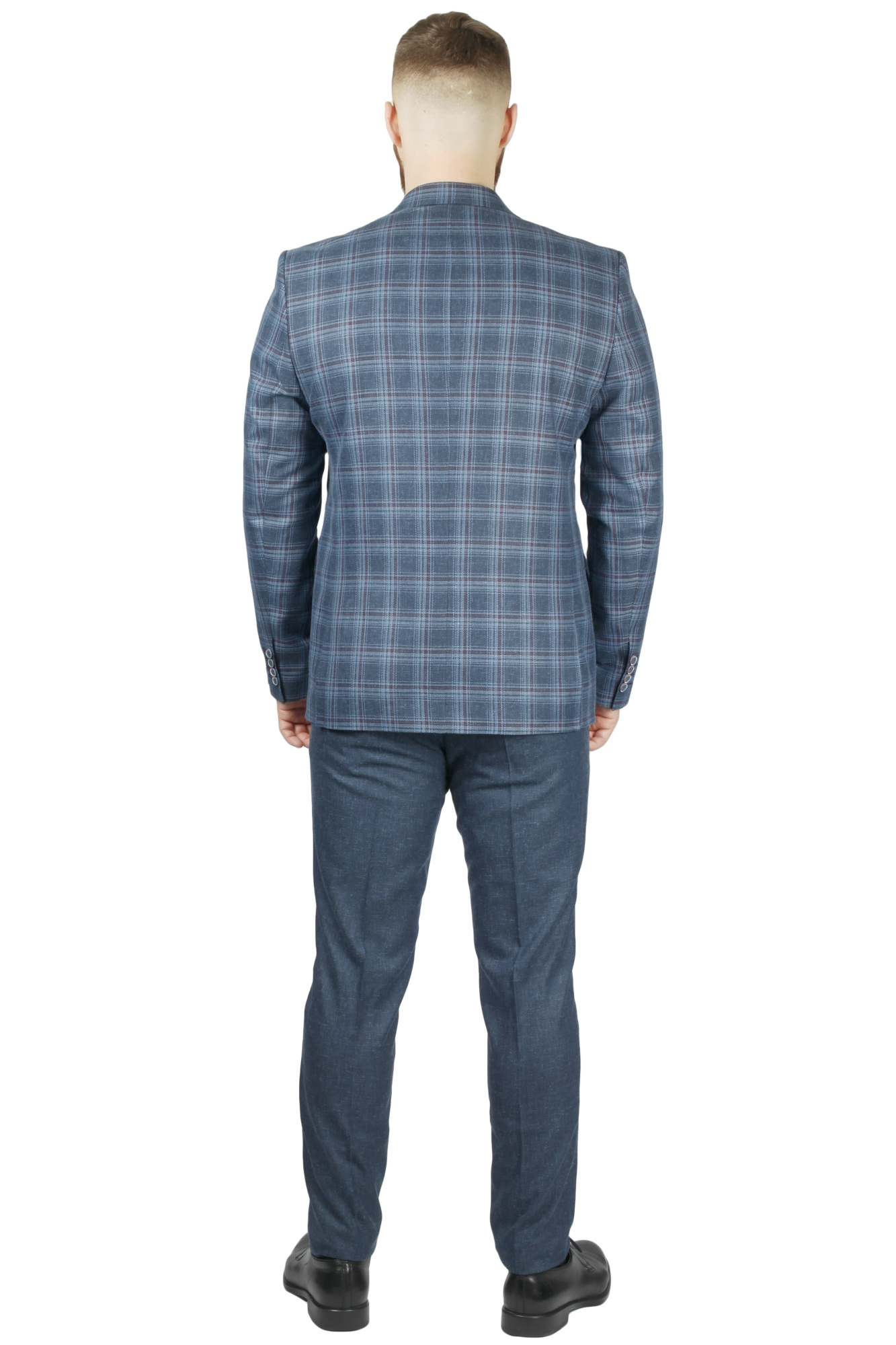 Костюм чоловічий голубий з синім в клітинку MAIKLEN