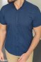 Фото Сорочка з коротким рукавом темно-синя з візерунком MCR 37760-1 артикул: 37760-1 Приталений крій