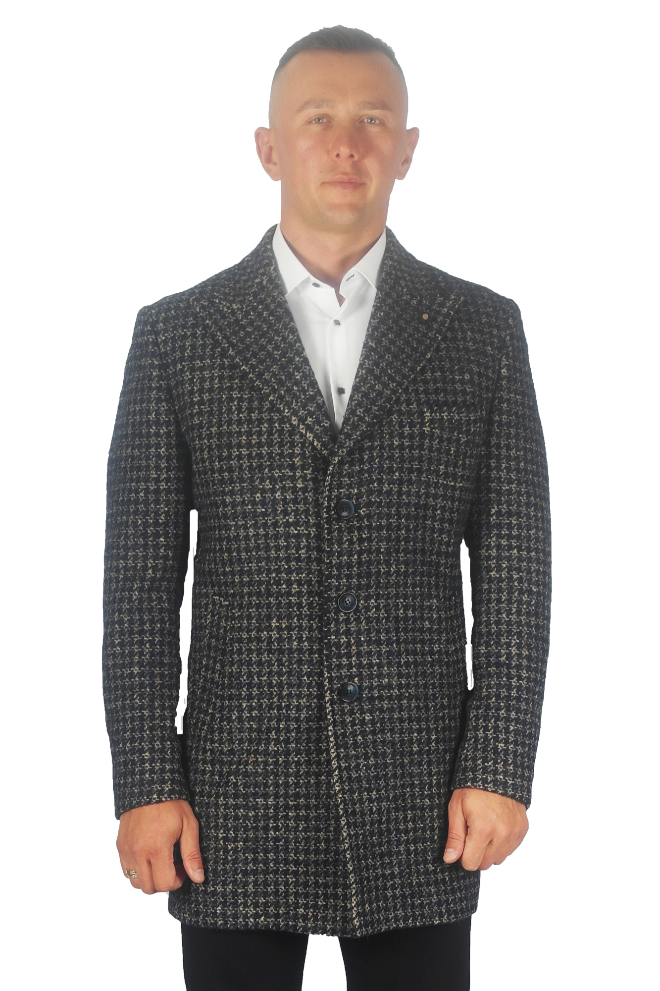 Пальто синее гусиная лапка MCR