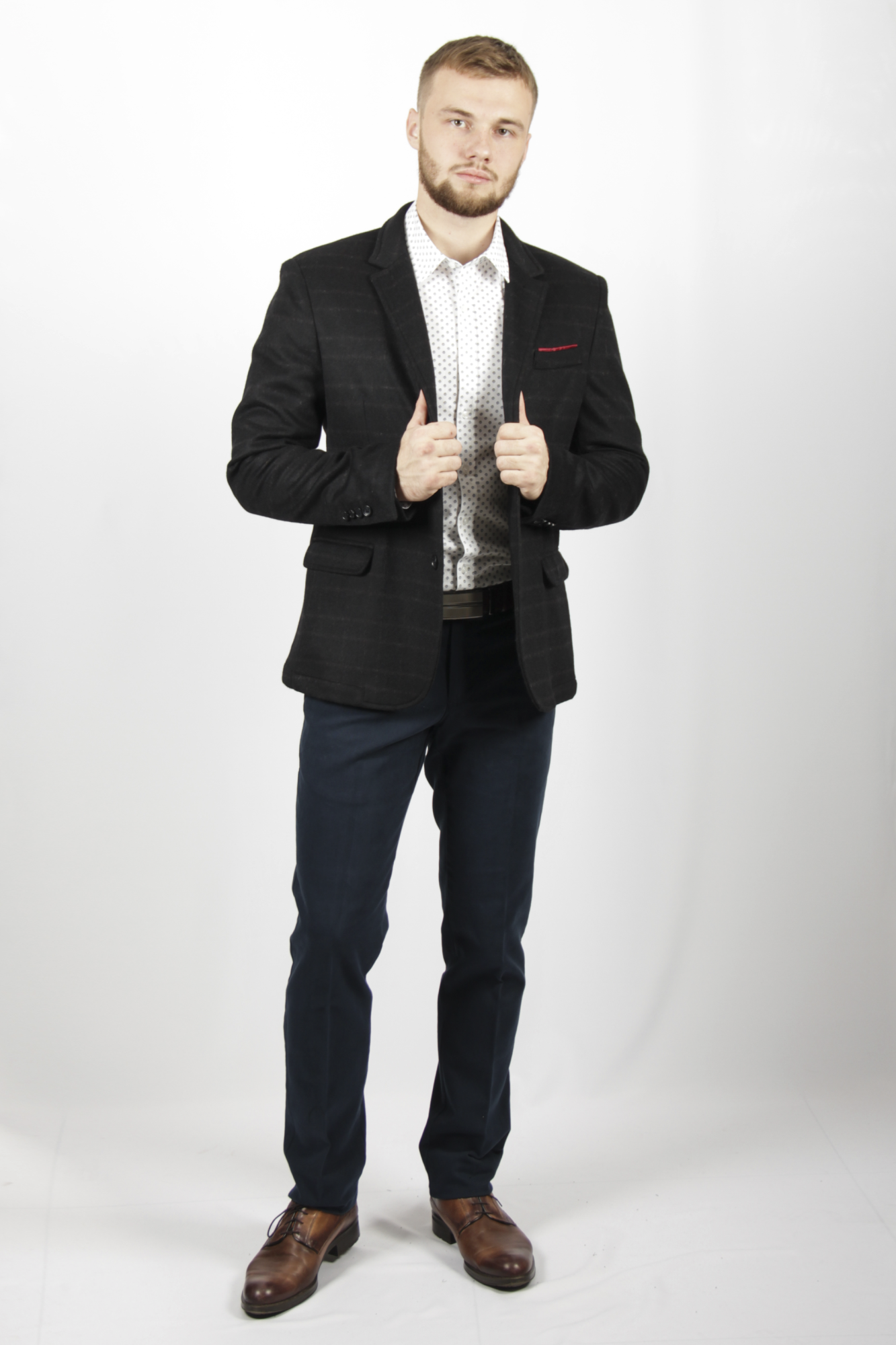 Пиджак чёрный тканевая клетка  SORBINO