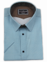 Фото Рубашка c коротким рукавом бирюзовая в белую точку Giovanni Fratelli артикул: 7013-5 Приталений крій