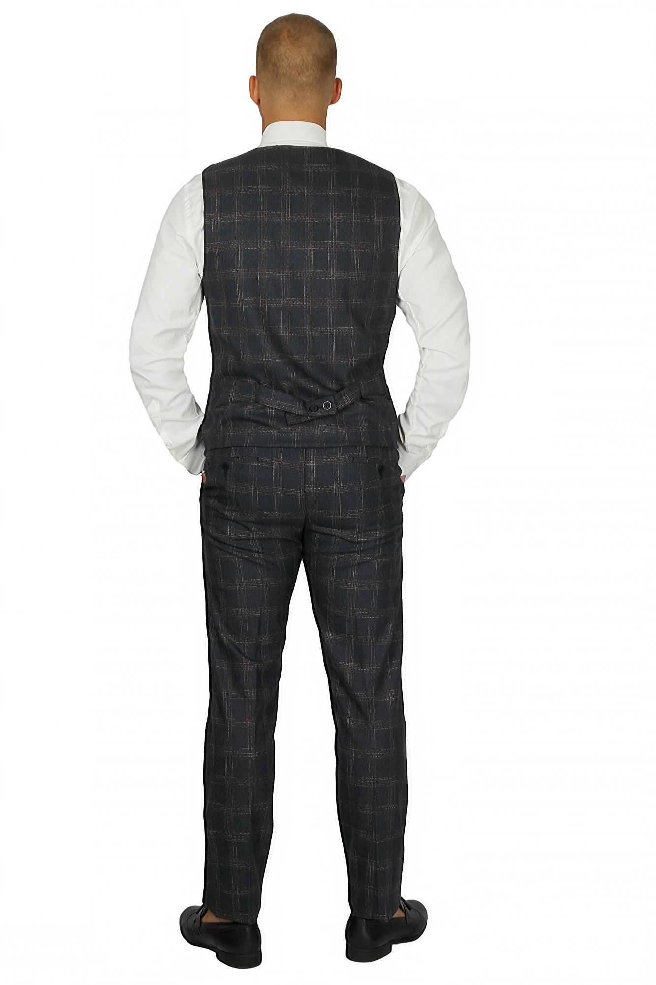 Костюм  трійка темно-синій в клітинку  MCR